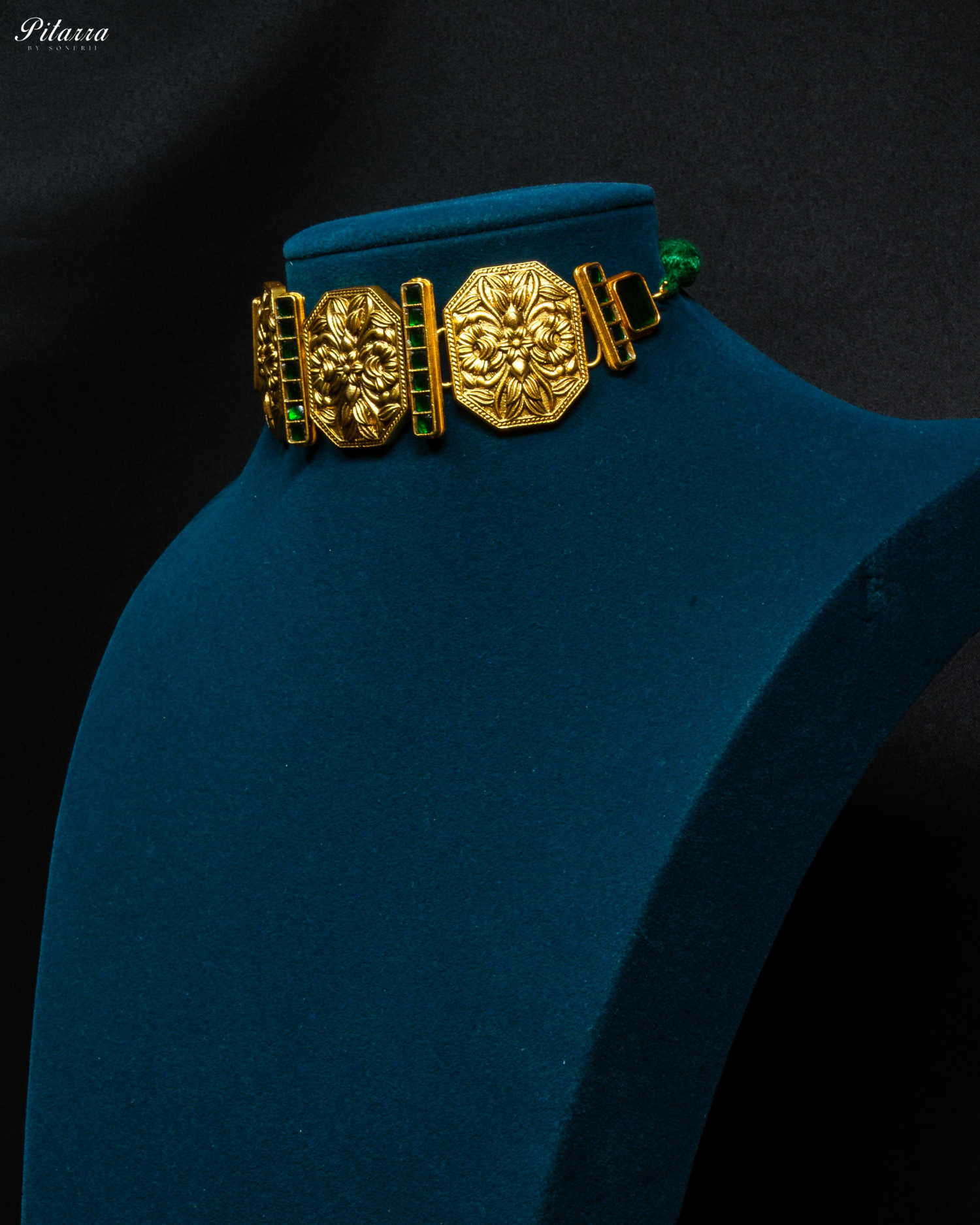 Green Golden Empress Guloband Choker Set