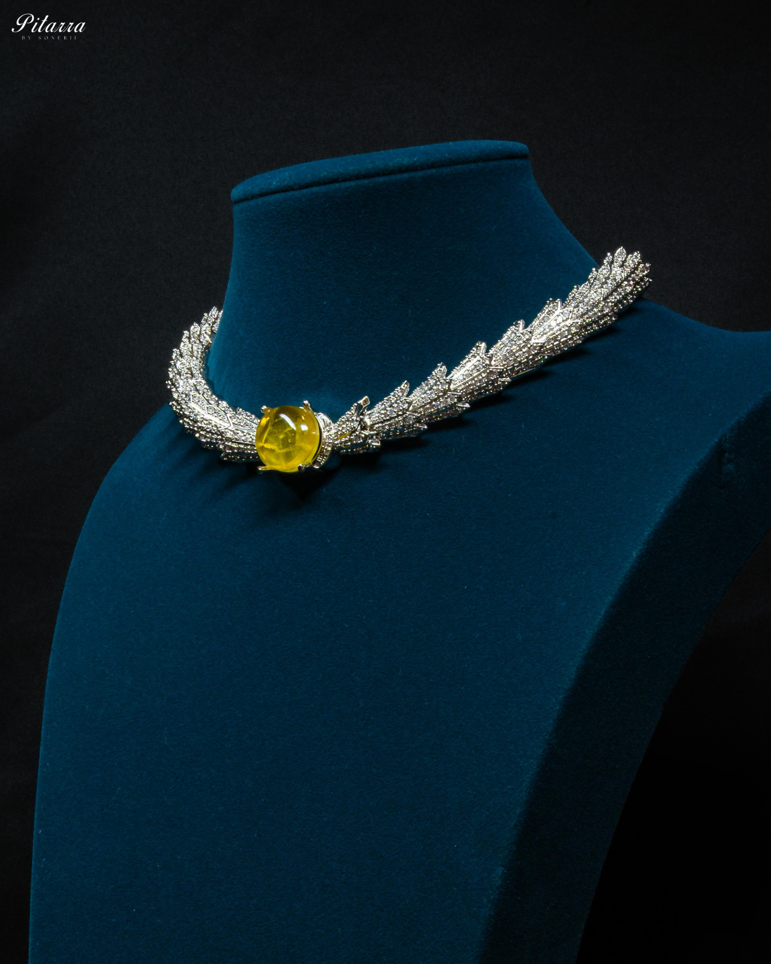 Yellow Doublet Stone Cubic Zirconia Necklace Set
