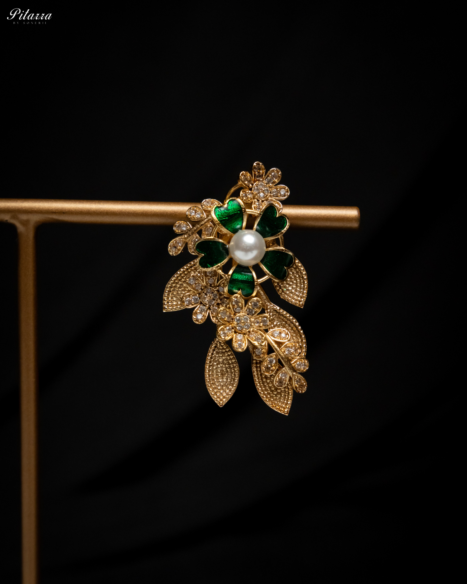 Green Leaf Polki Golden Dual Necklace Set