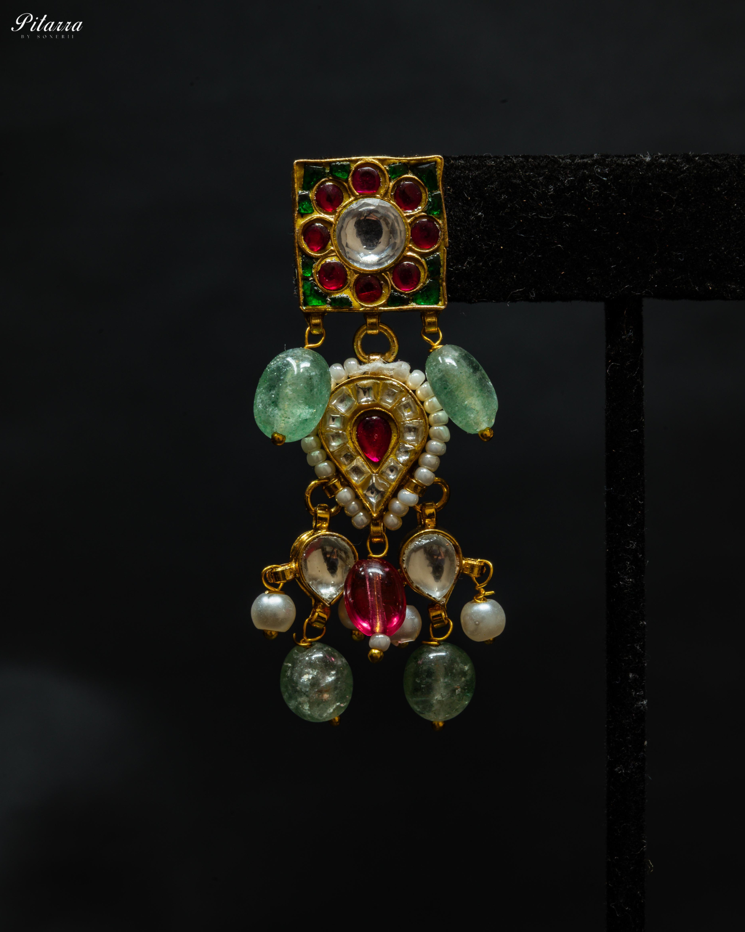 Multicolor Pitarra Uncut Polki Kundan Necklace Set