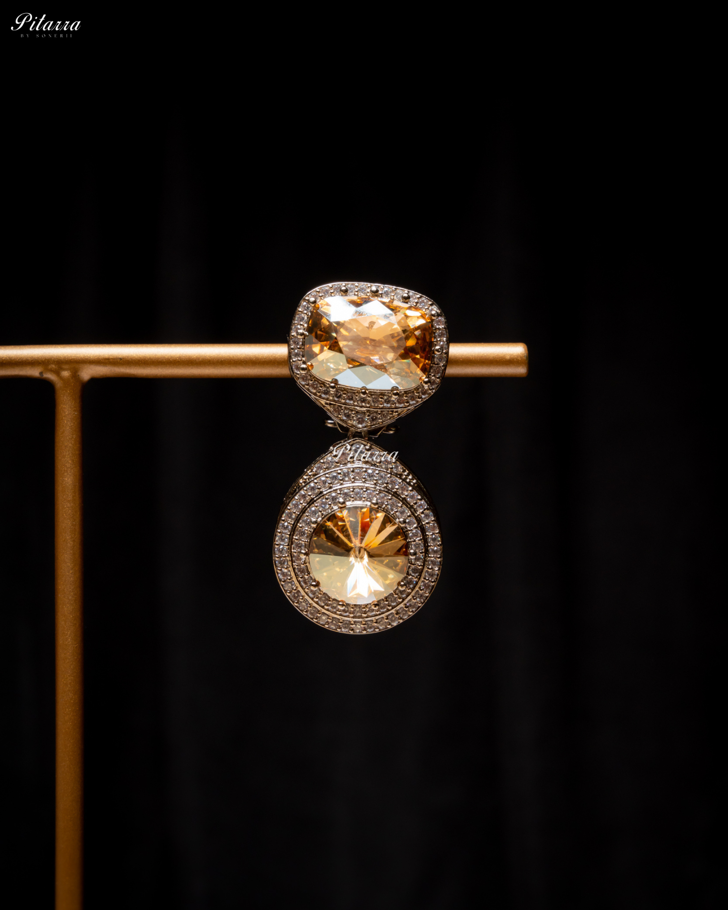 Yellow Three Stone Crystal Choker Set