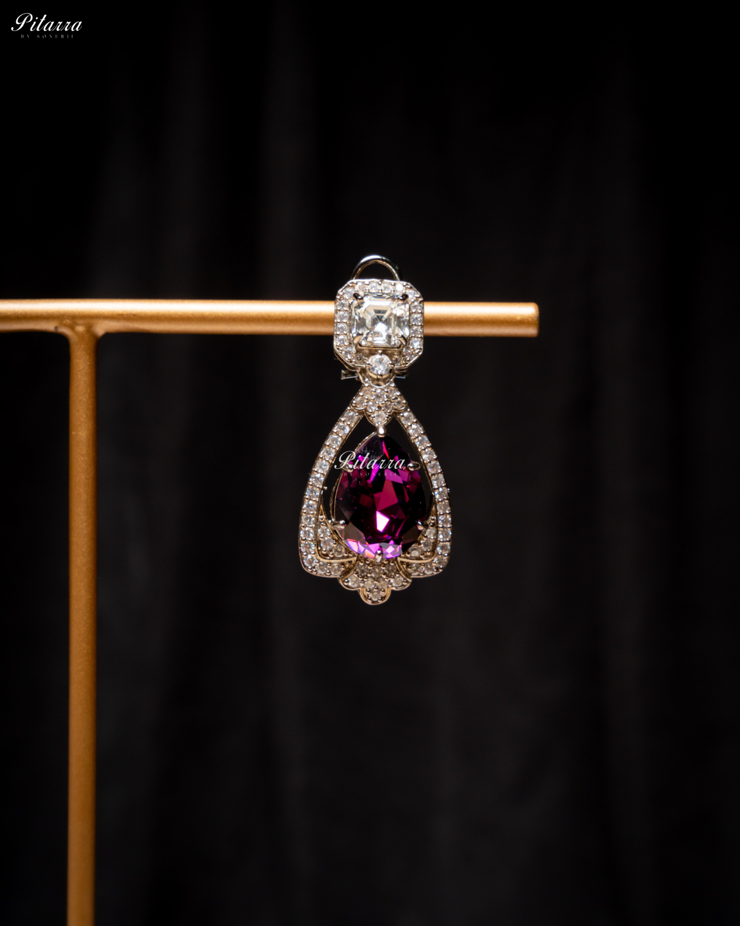 Amethyst Stone Layered Zircon Necklace Set