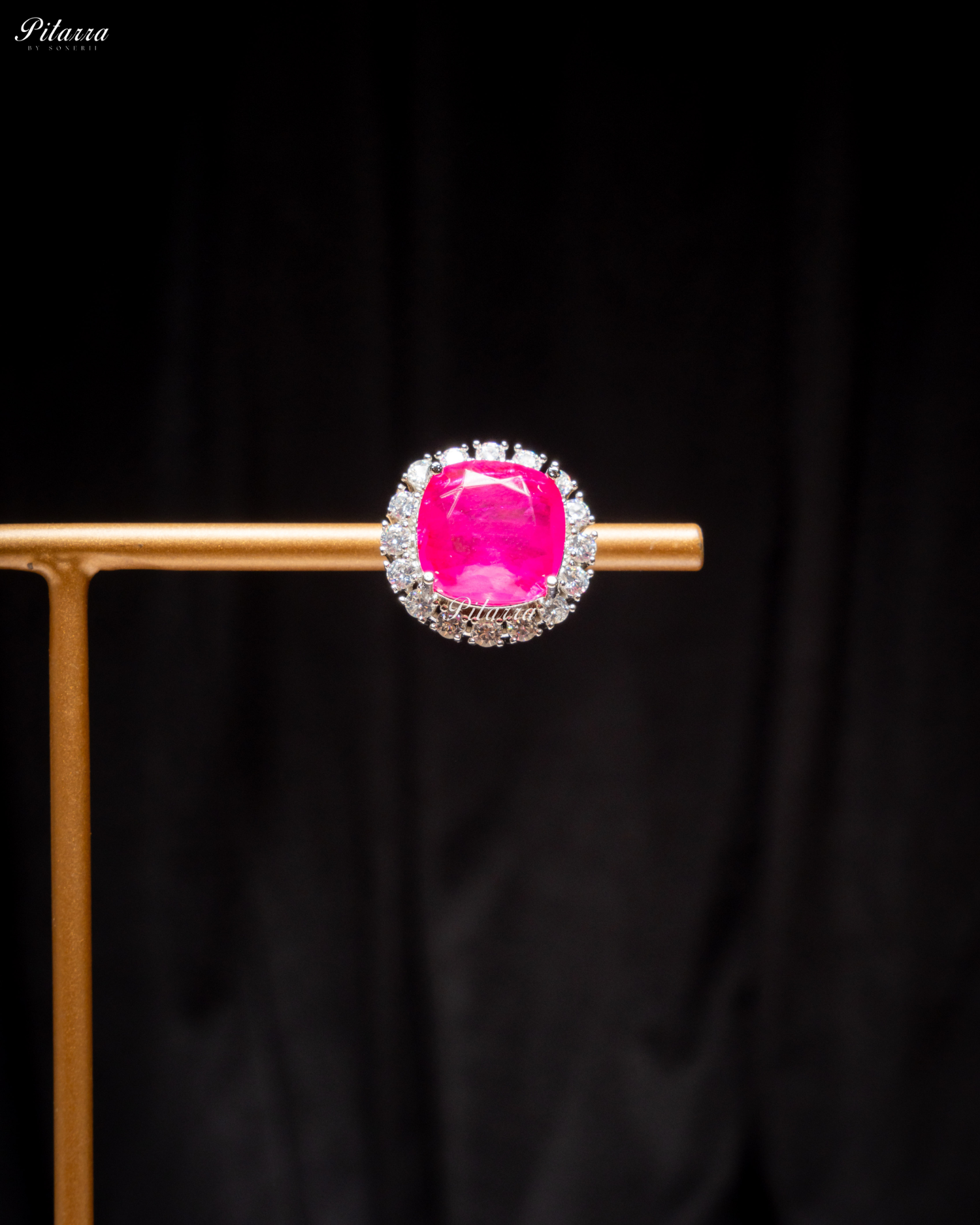 Pink Stone Cubic Zirconia Silver Necklace Set