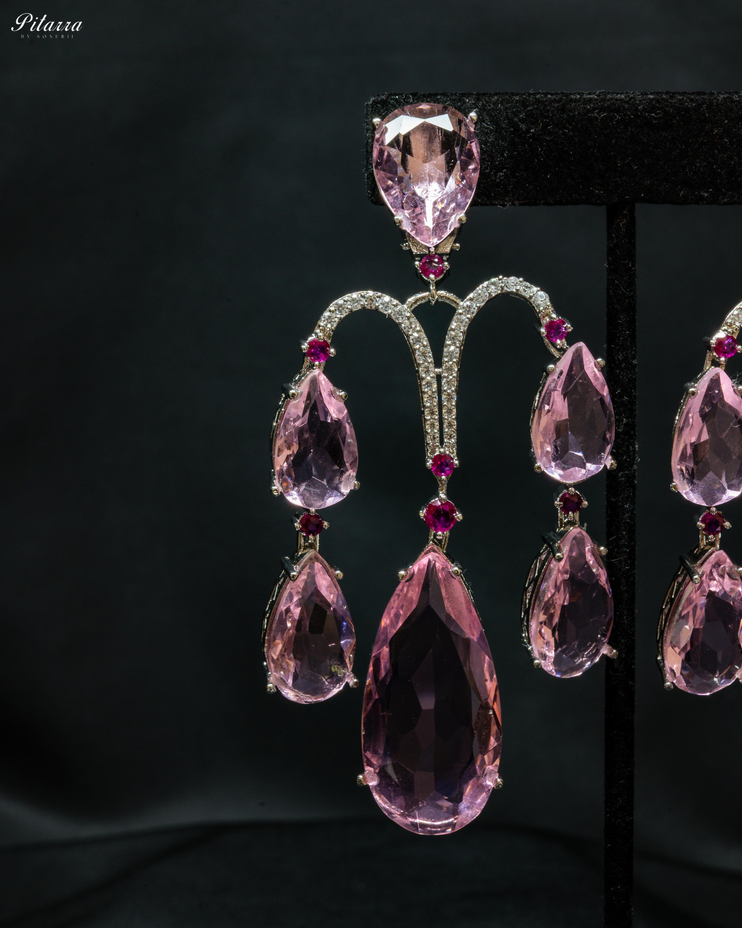 Premium Pink Doublet Stone Dangler Earrings