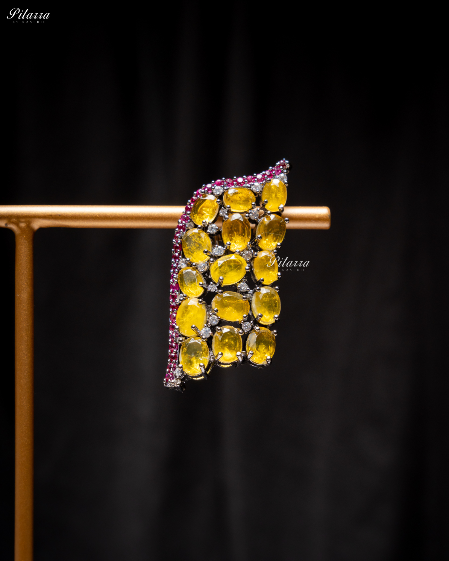 Yellow Stone Purple Lining Crystal Choker Set