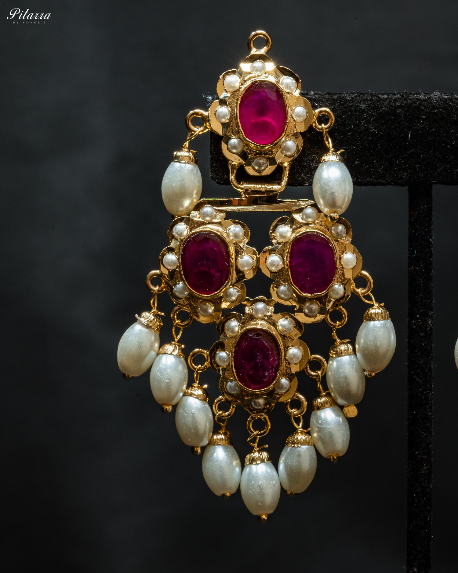 Red Stones Pearls Jadau Choker Necklace Set