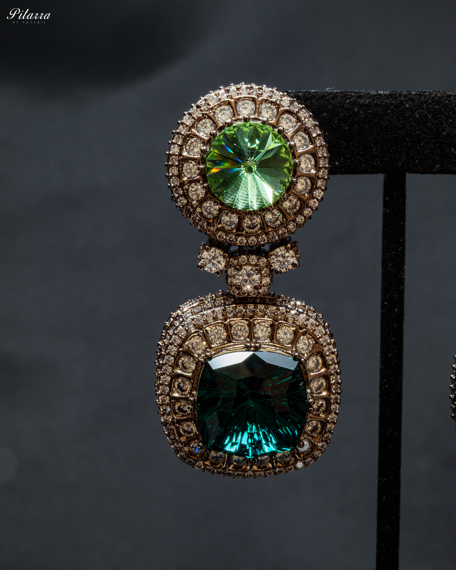 Long Green Stone Cubic Zirconia Necklace Set