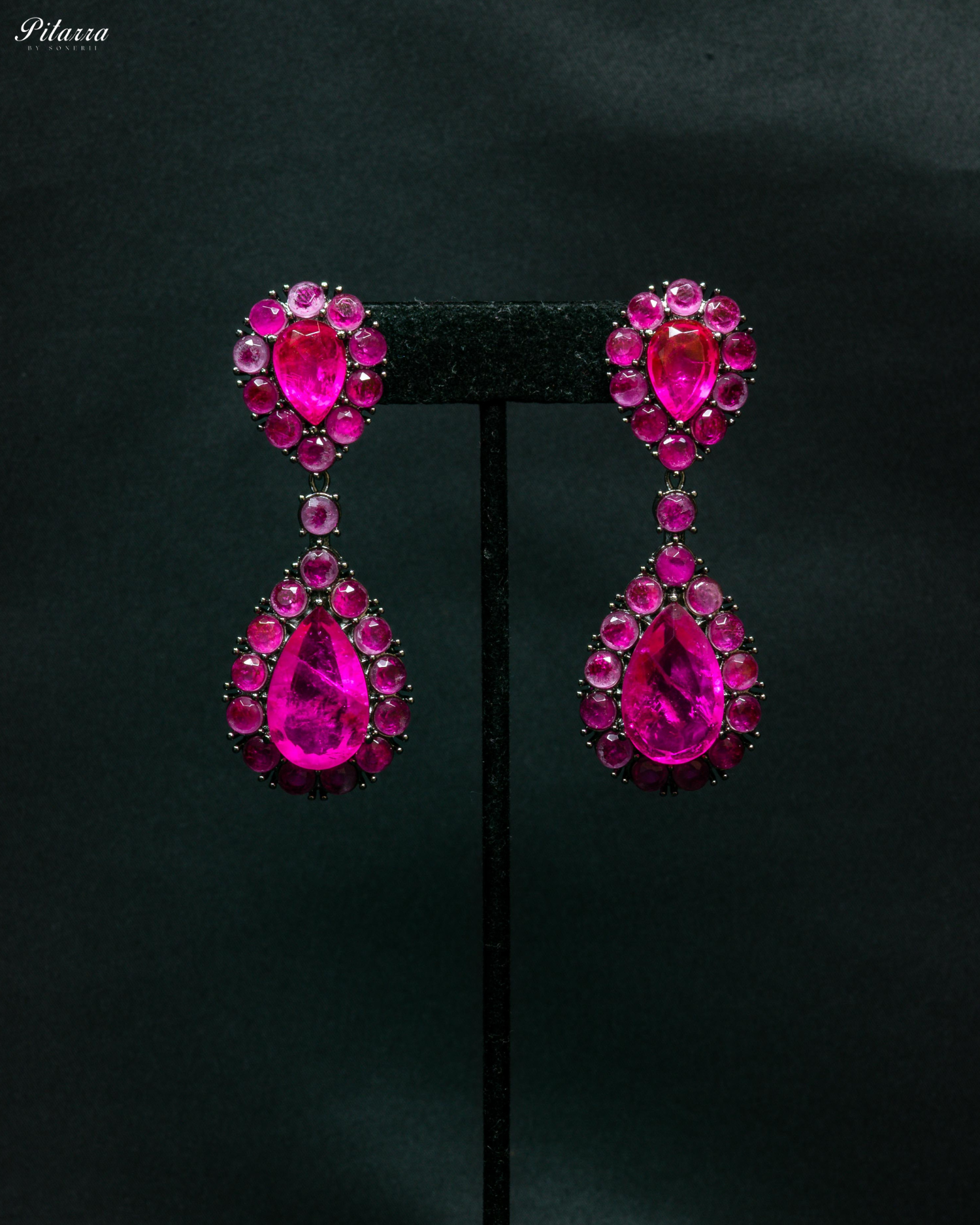 Pink Drop Doublet CZ Crytsal Dangle Earrings