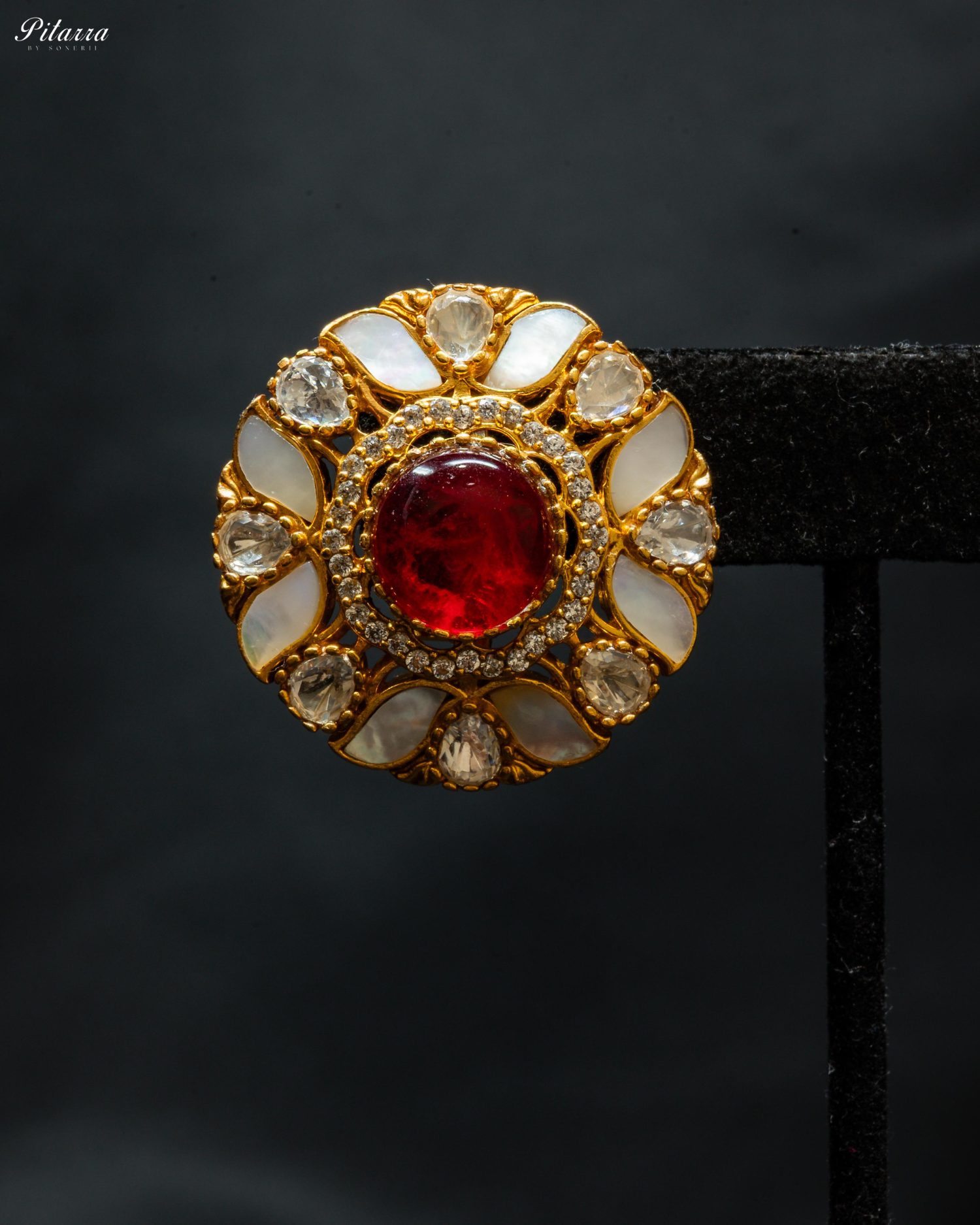 Ruby Moissanite Classic Traditional Kundan Stud Earrings