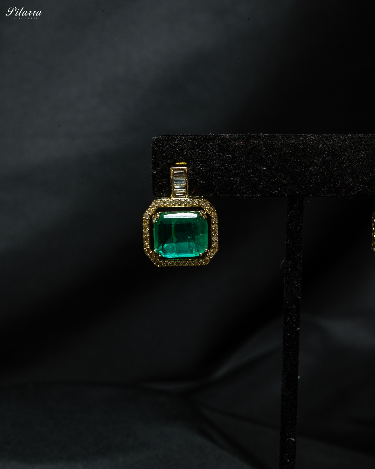 Green Stone Doublet CZ Crystal Necklace Set