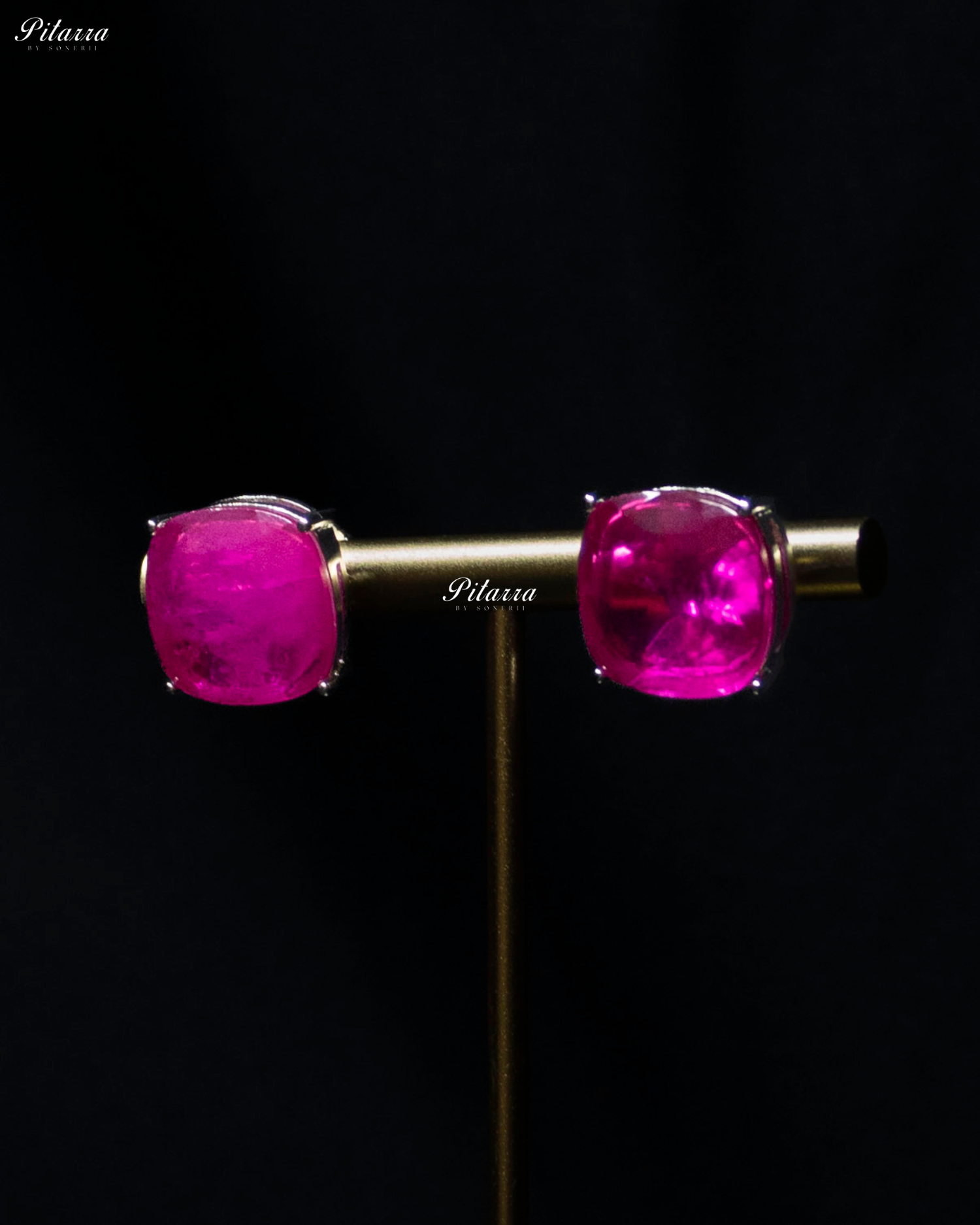 Pink Square Stone Premium Crystal Necklace Set