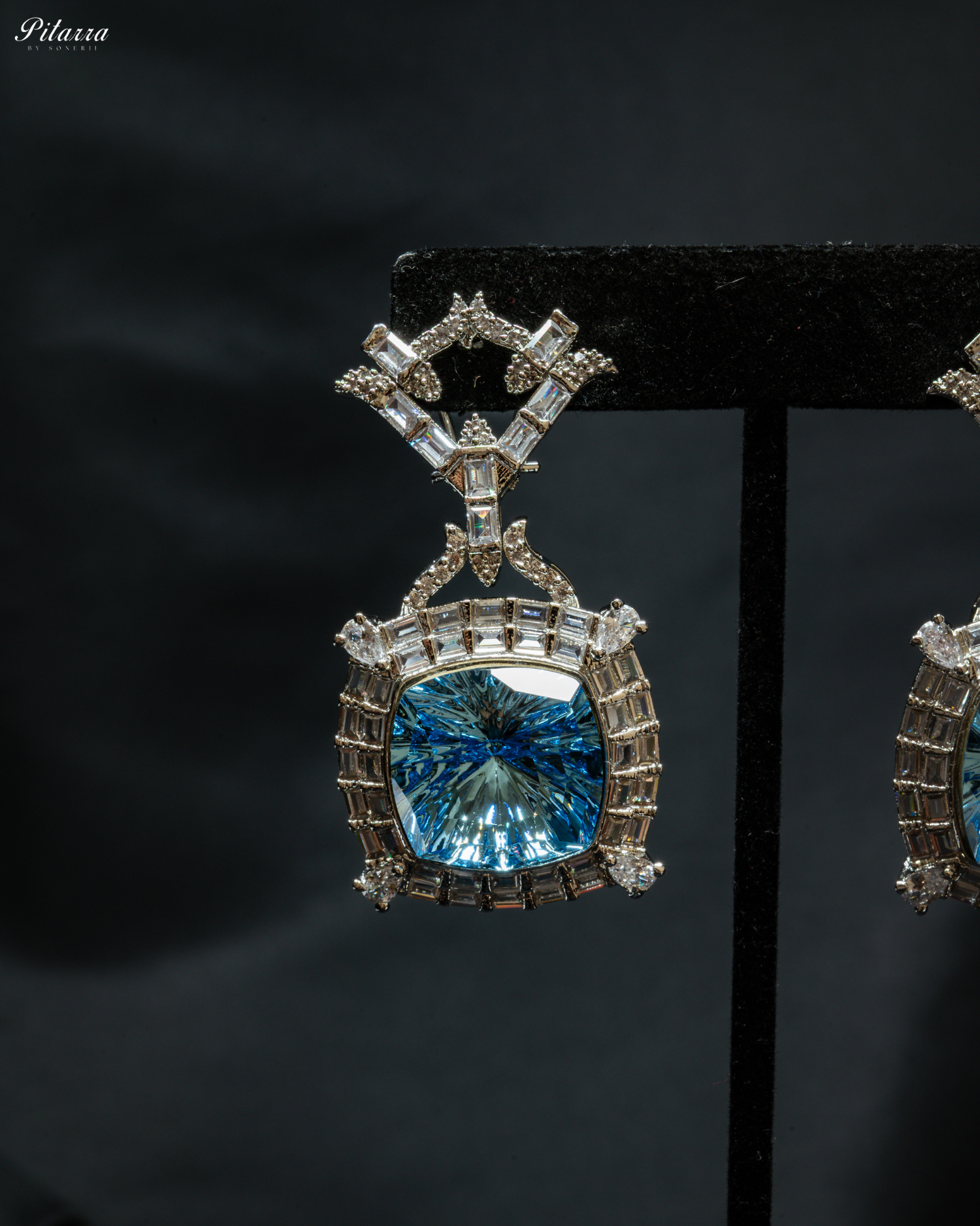 Multicolor Finish Blue Stone Zircon Long Necklace Set