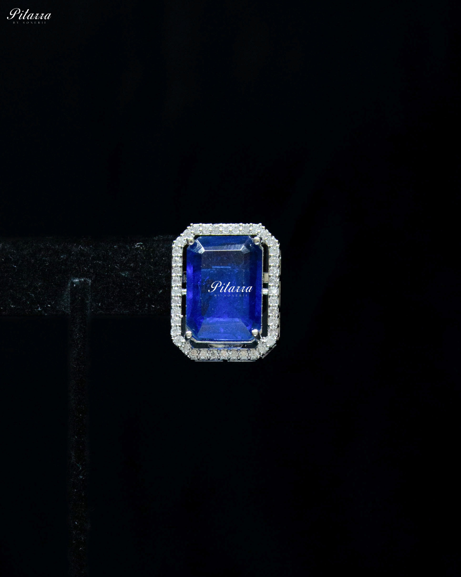 Square Blue Doublet Statement Choker Necklace Set