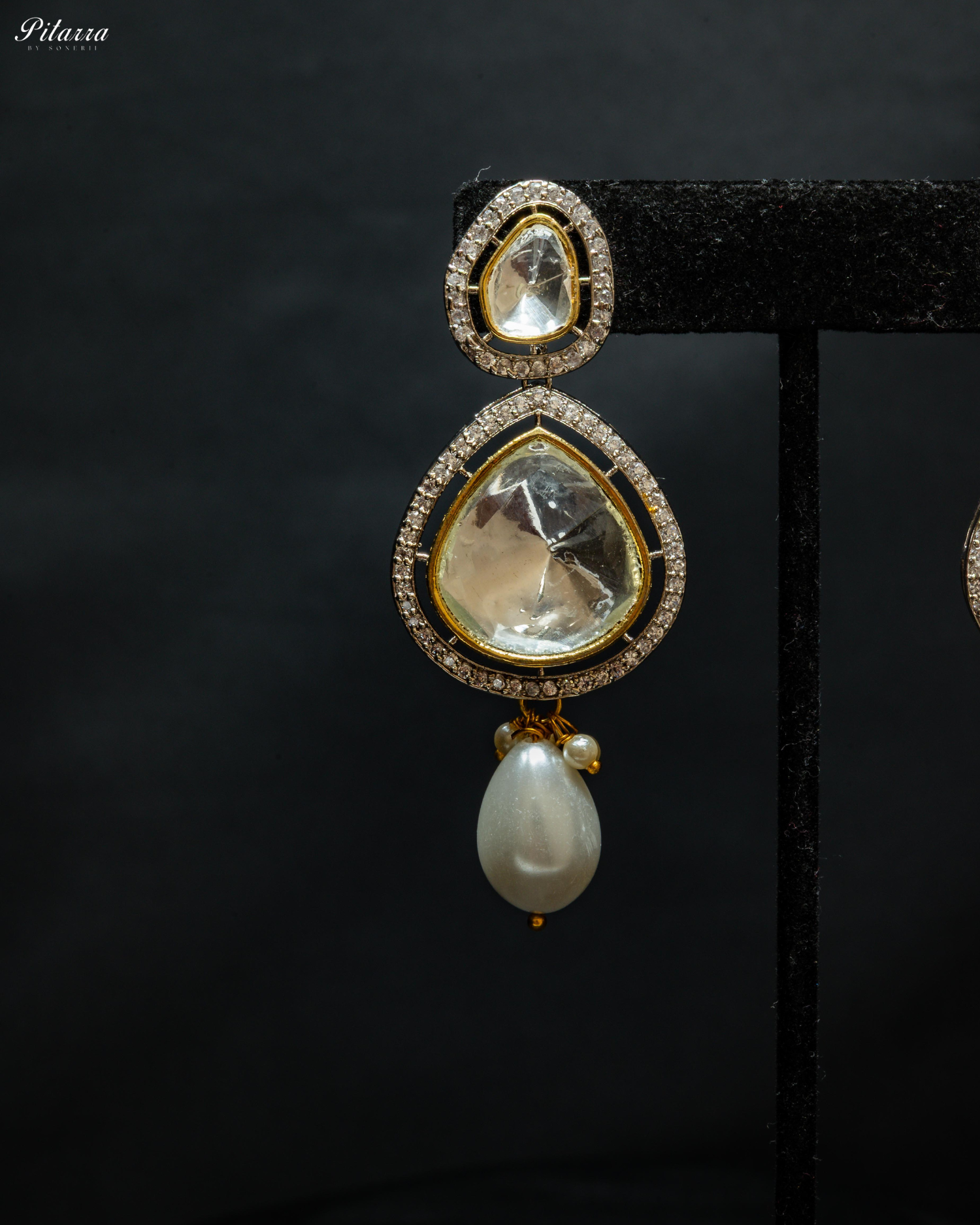 Golden Three-Layer Polki Kundan Necklace Set