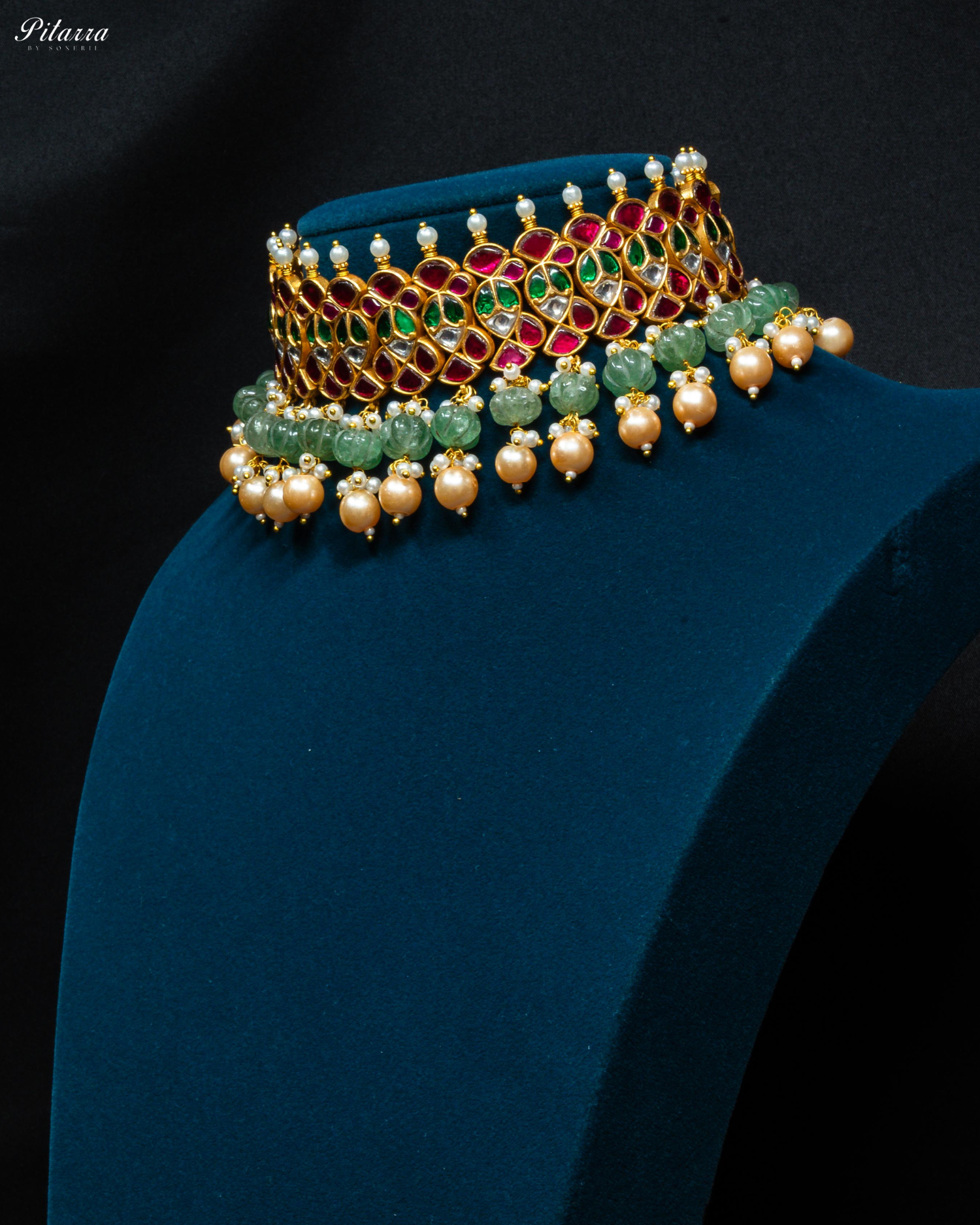 Multicolor Stone Pearls Meenkari Kundan Choker Set