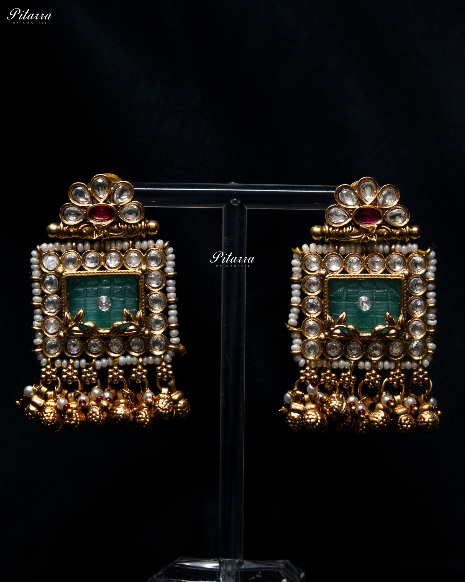 Emerald Stone Rajwad Kundan Choker Necklace Set