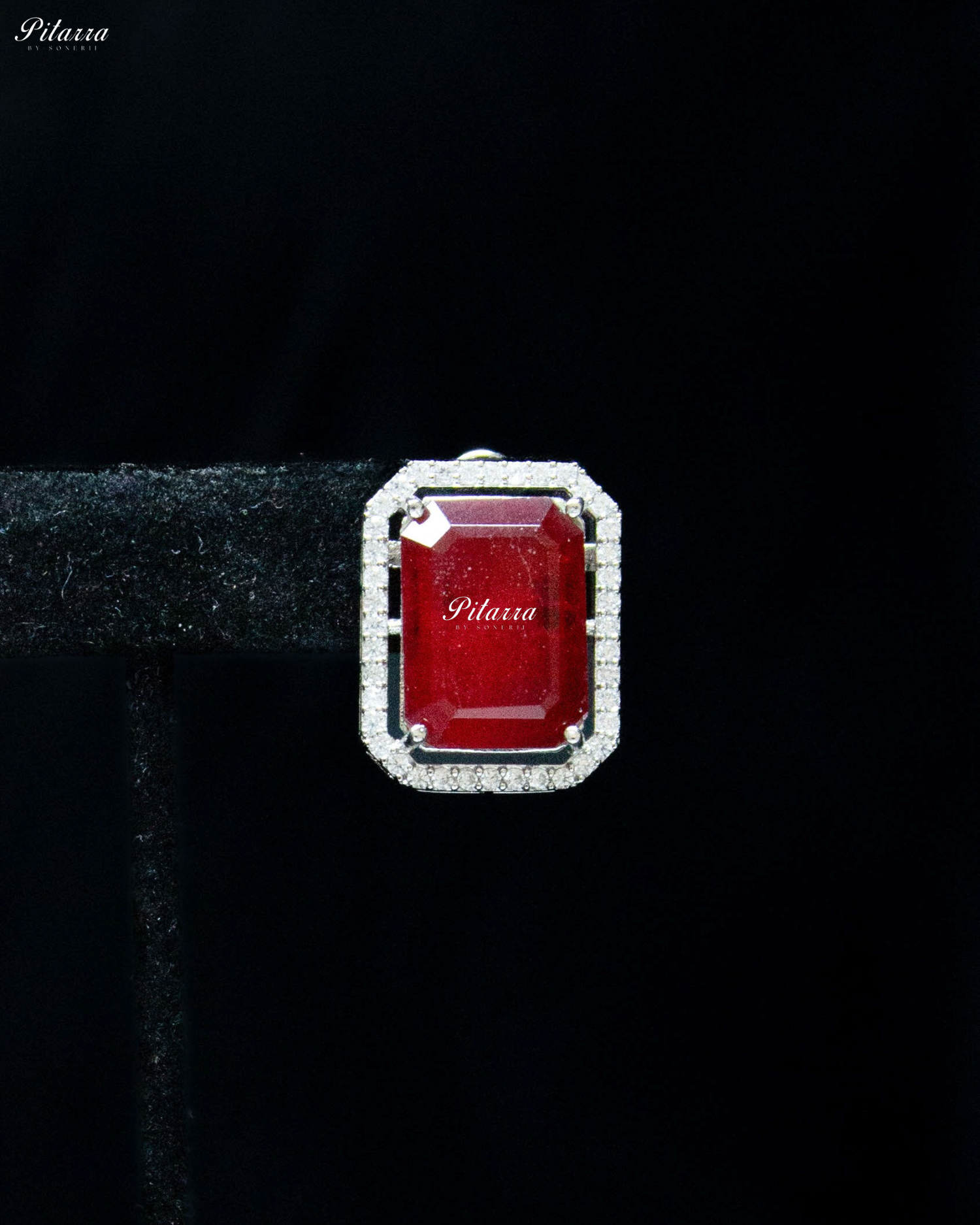 Square Ruby Doublet Statement Choker Necklace Set