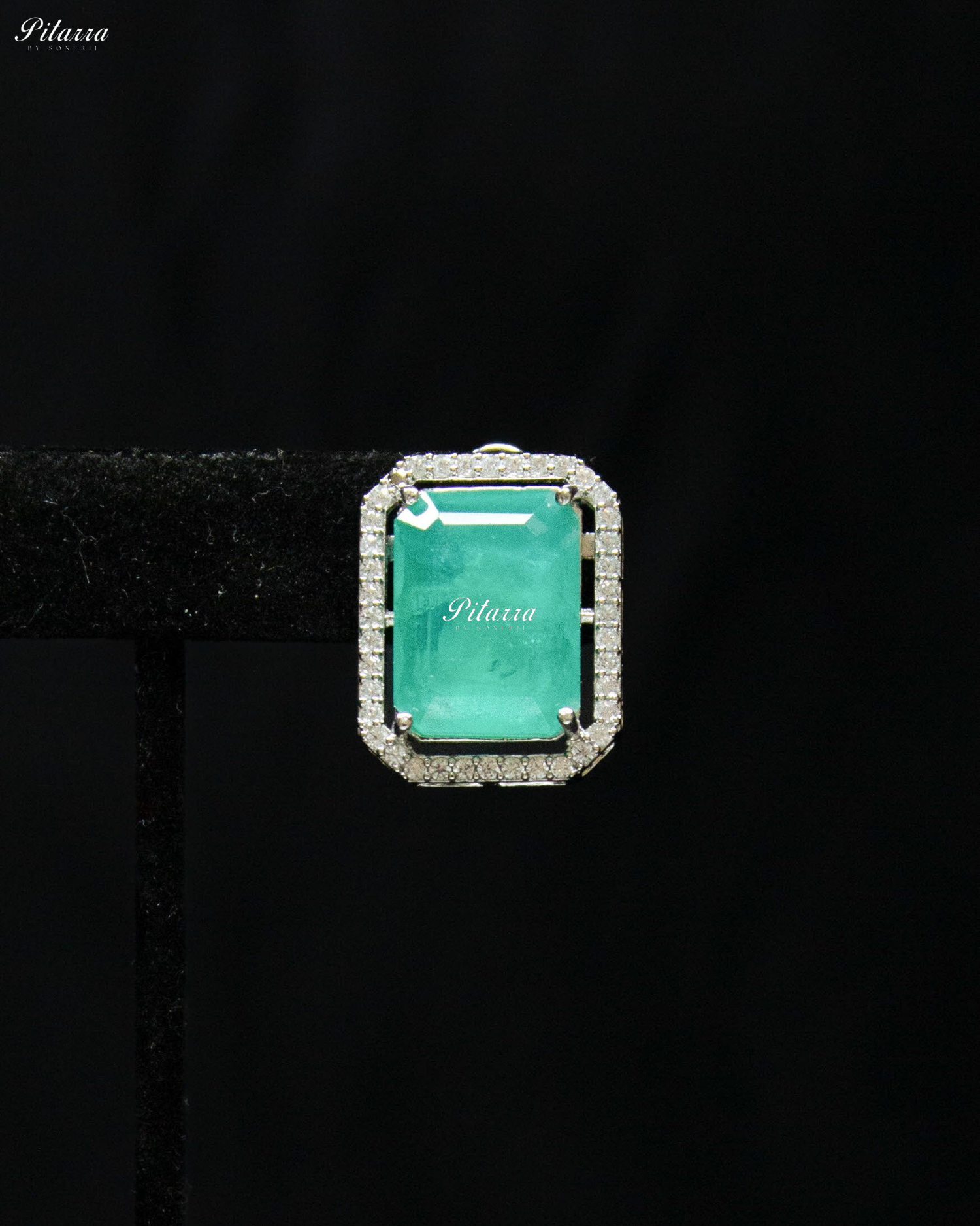 Square Sea Green Doublet Statement Choker Necklace Set