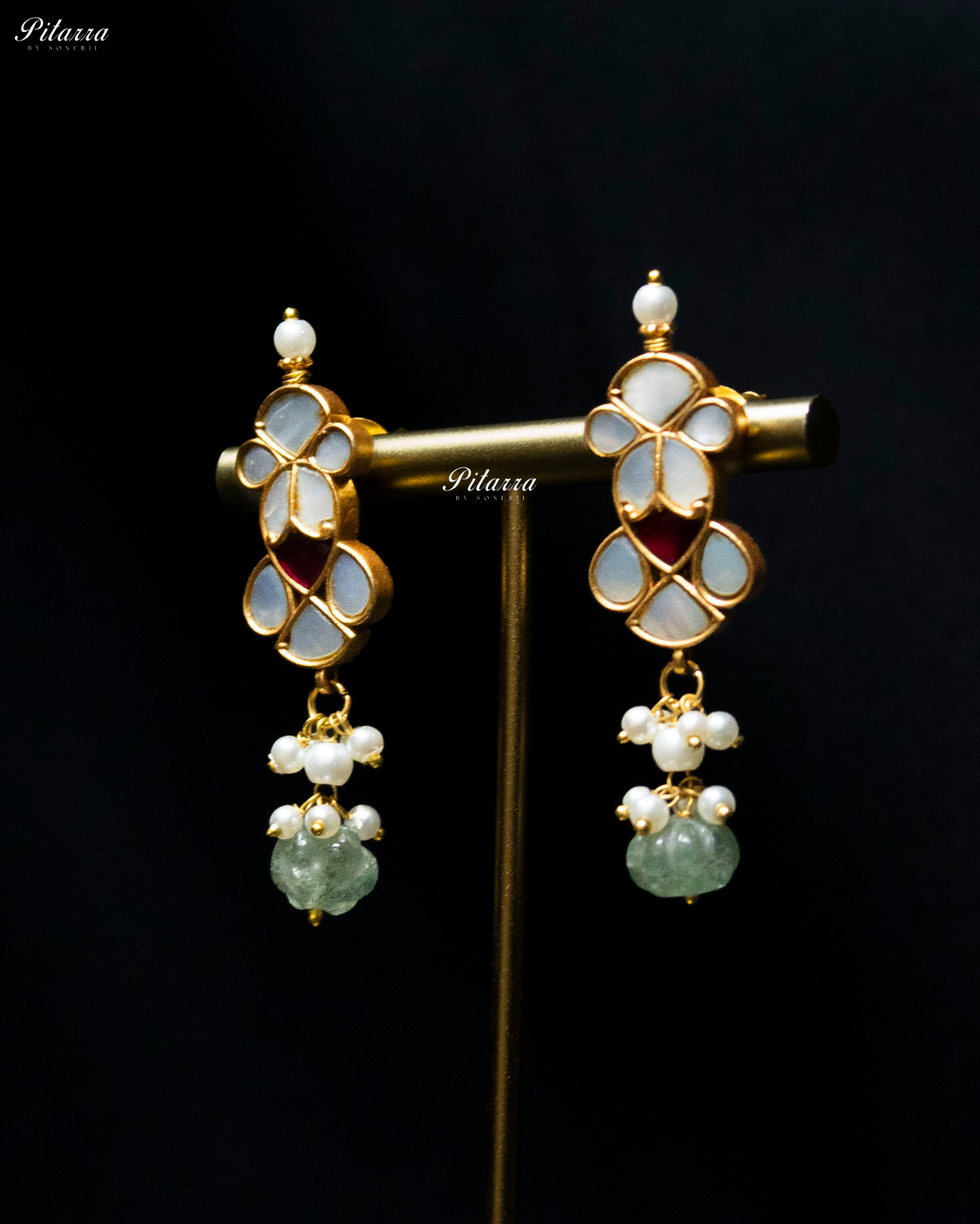 Green Beads Pink Line Traditional Kundan Choker Set