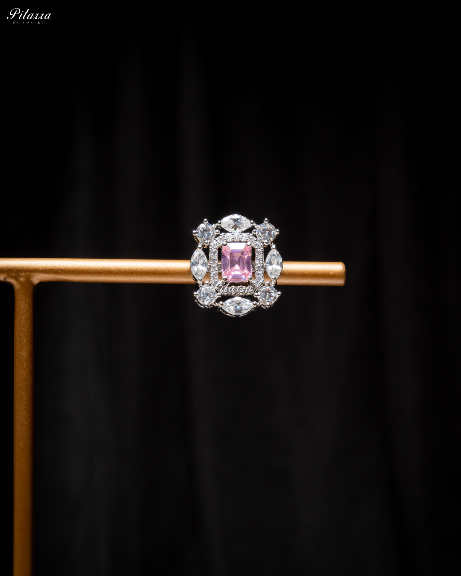 Pink Stone Silver Plated CZ Necklace Set