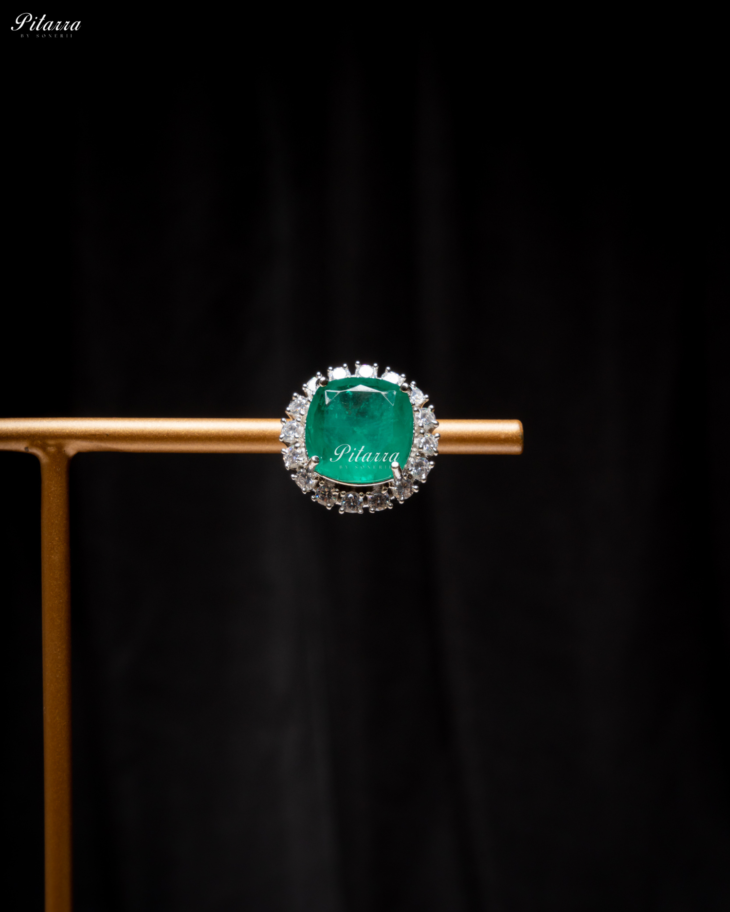 Emerald Stone Cubic Zirconia Silver Necklace Set