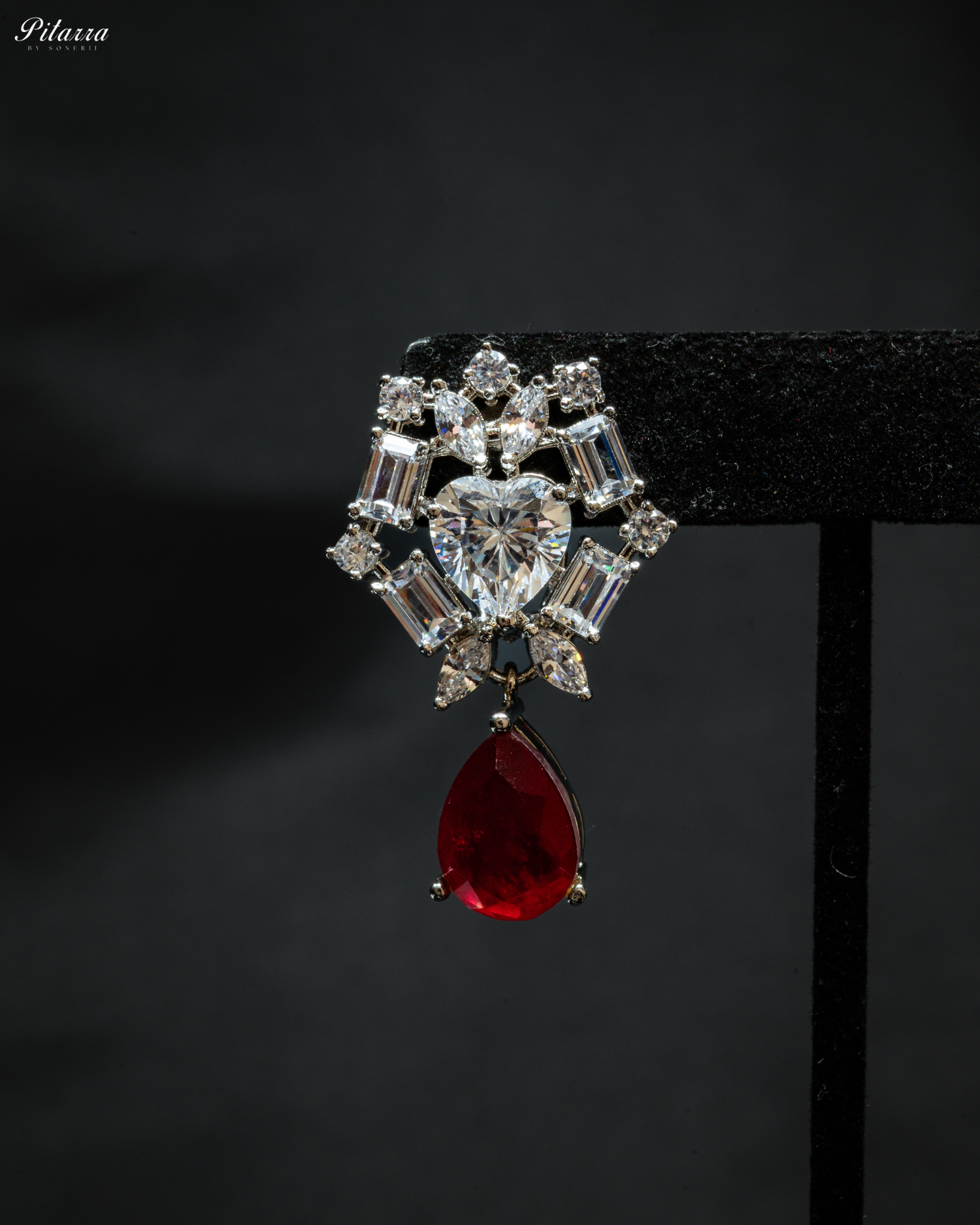 Ruby Drop Cubic Zirconia Studded Necklace Set