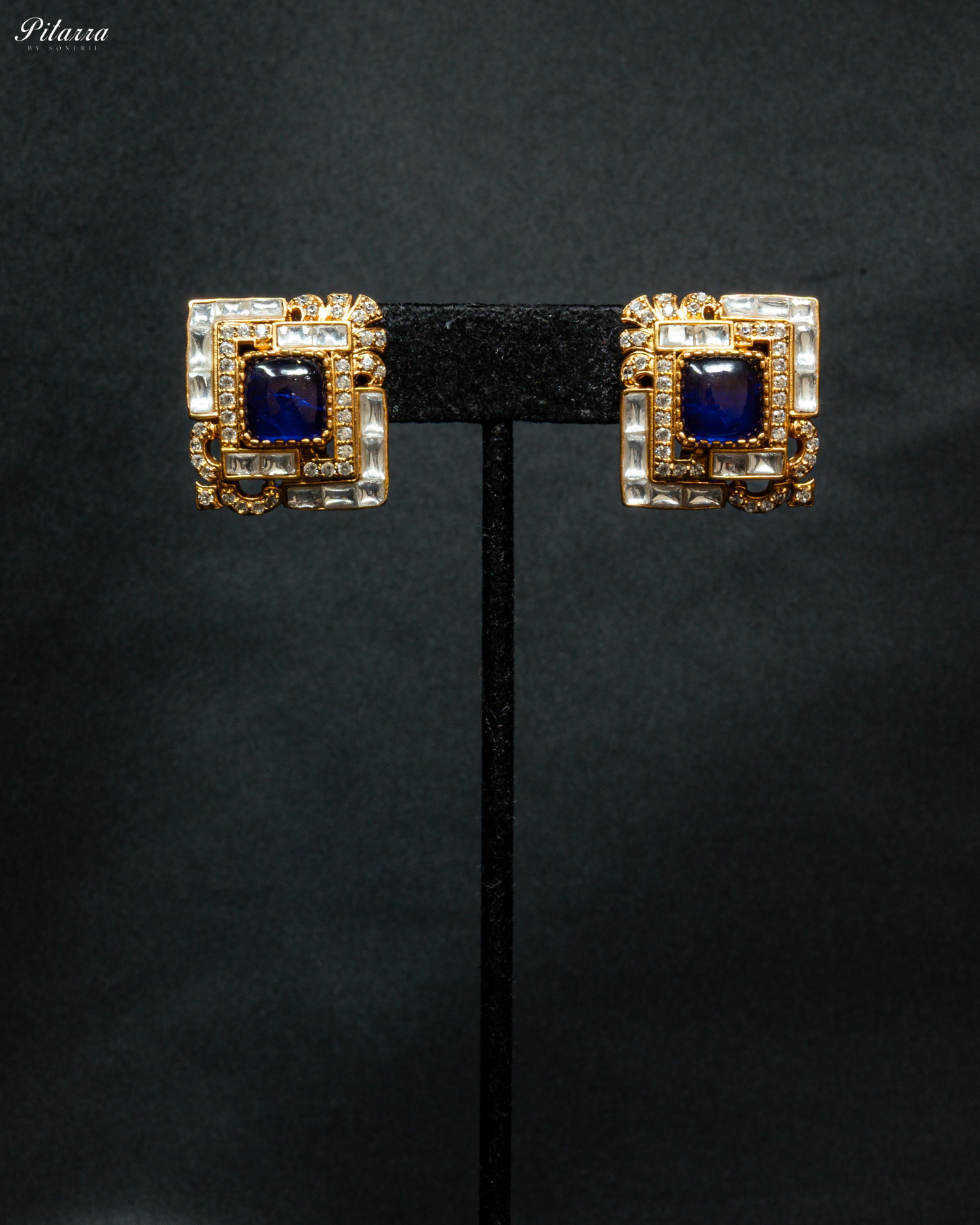 Blue Stone Design Kundan Stud Earrings