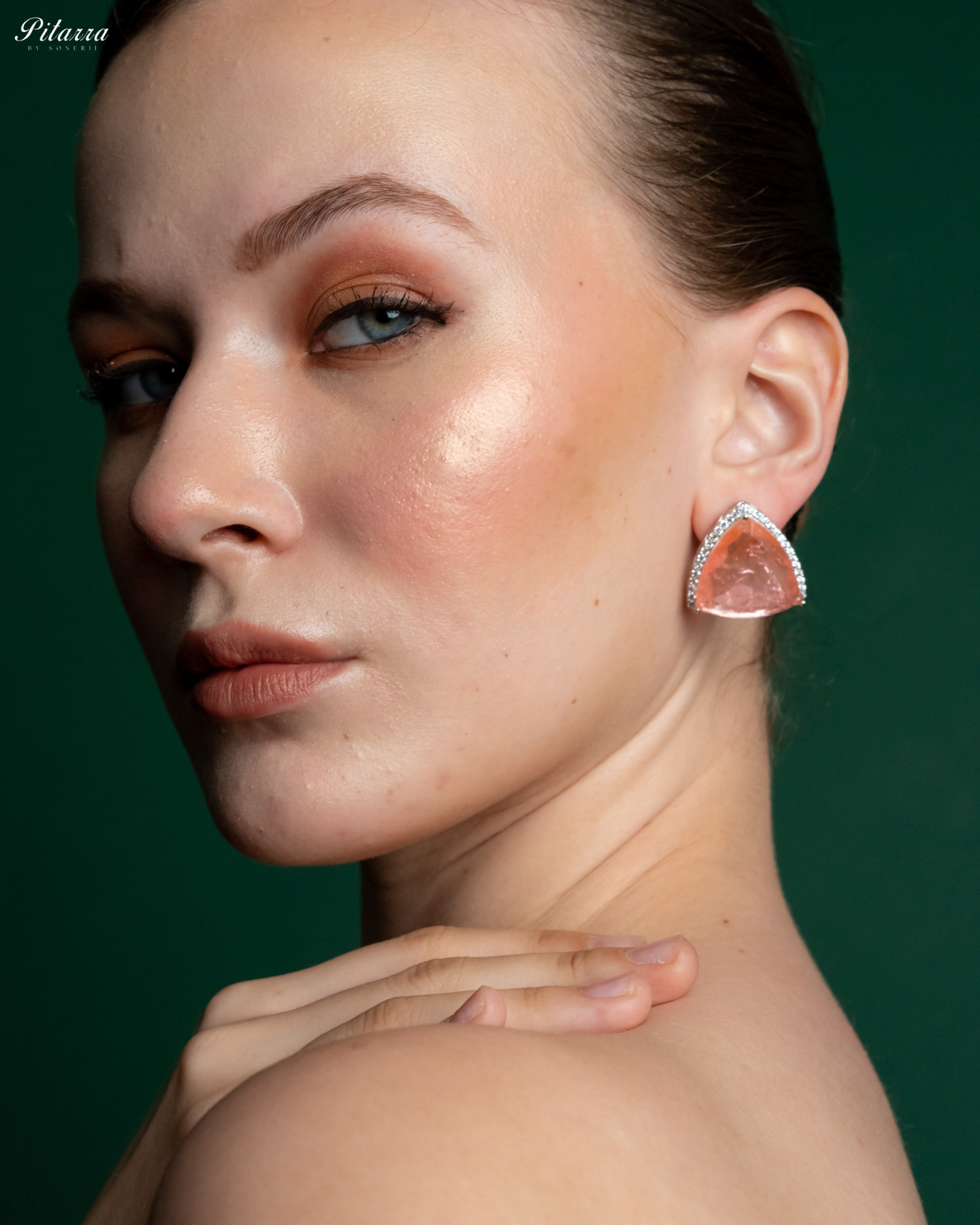 Peachy Pink Colored Stone CZ Earrings