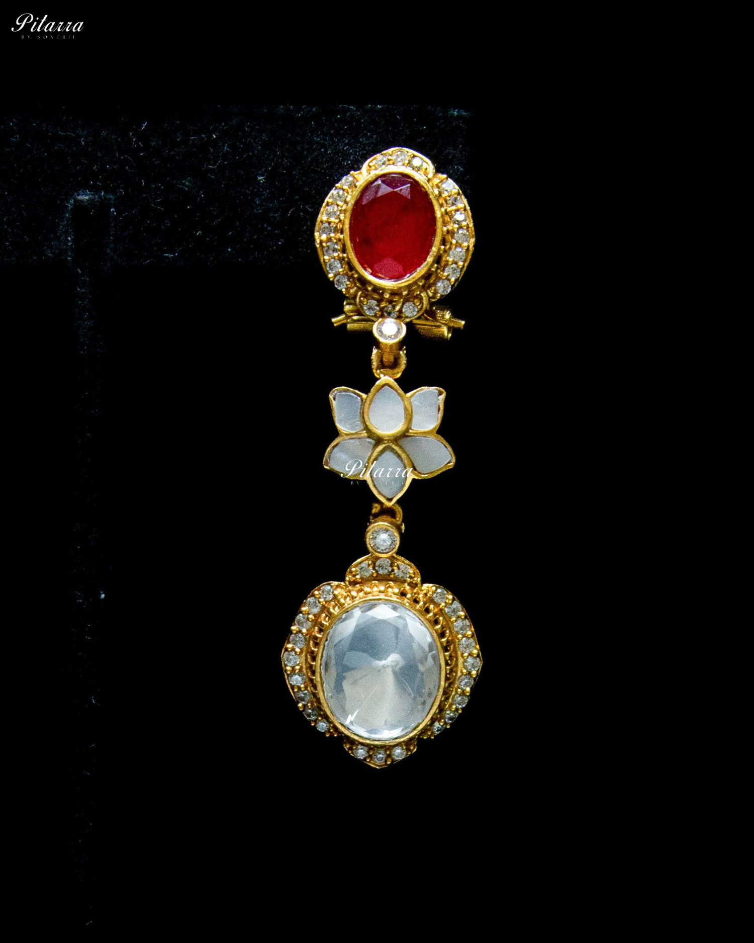 White Flora Ruby Stone Kundan Choker Set