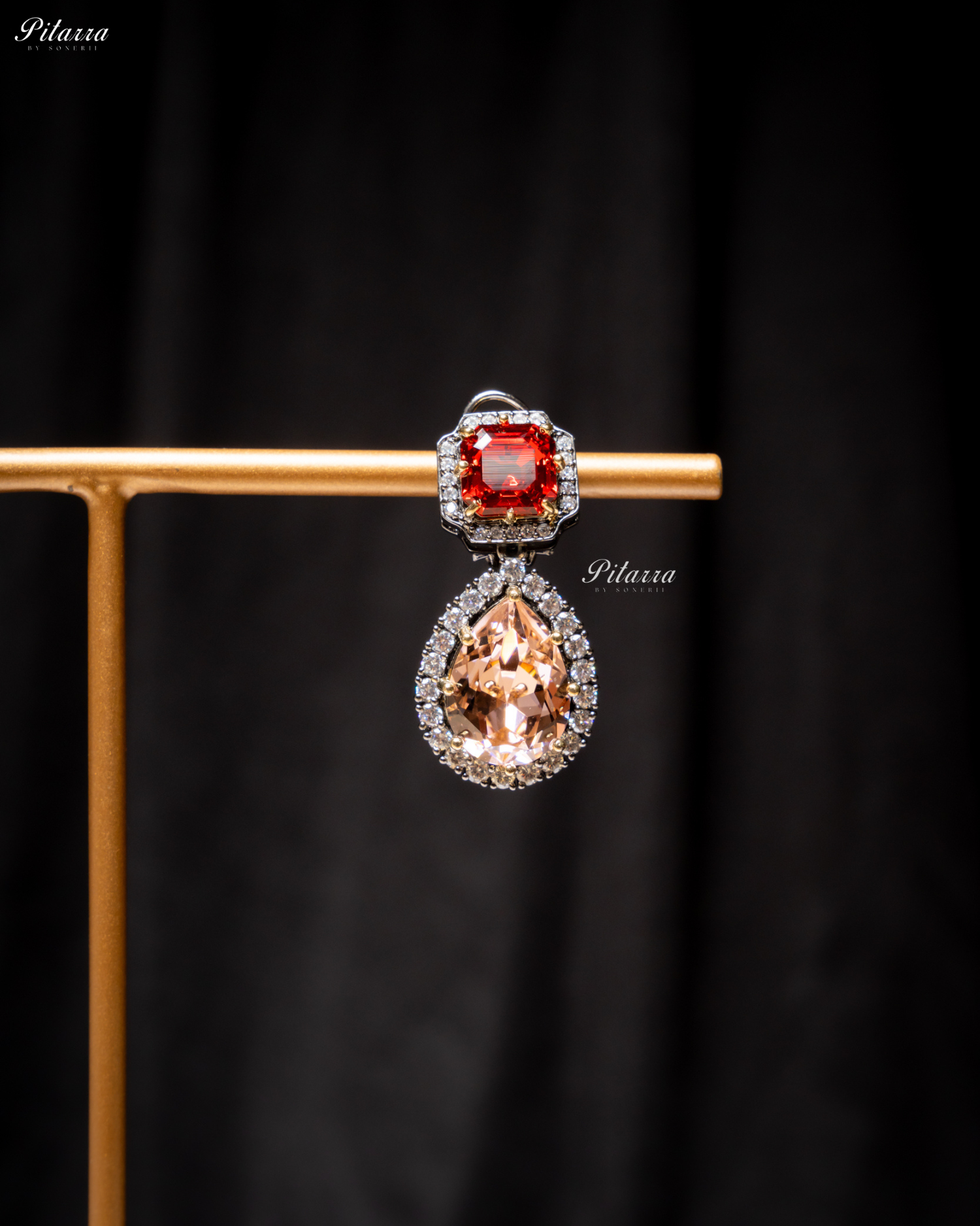 Multicolor Two Layer Silver CZ Necklace Set