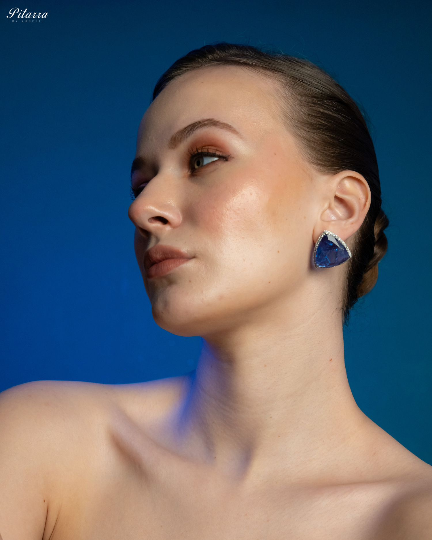 Blue Colored Stone CZ Earrings