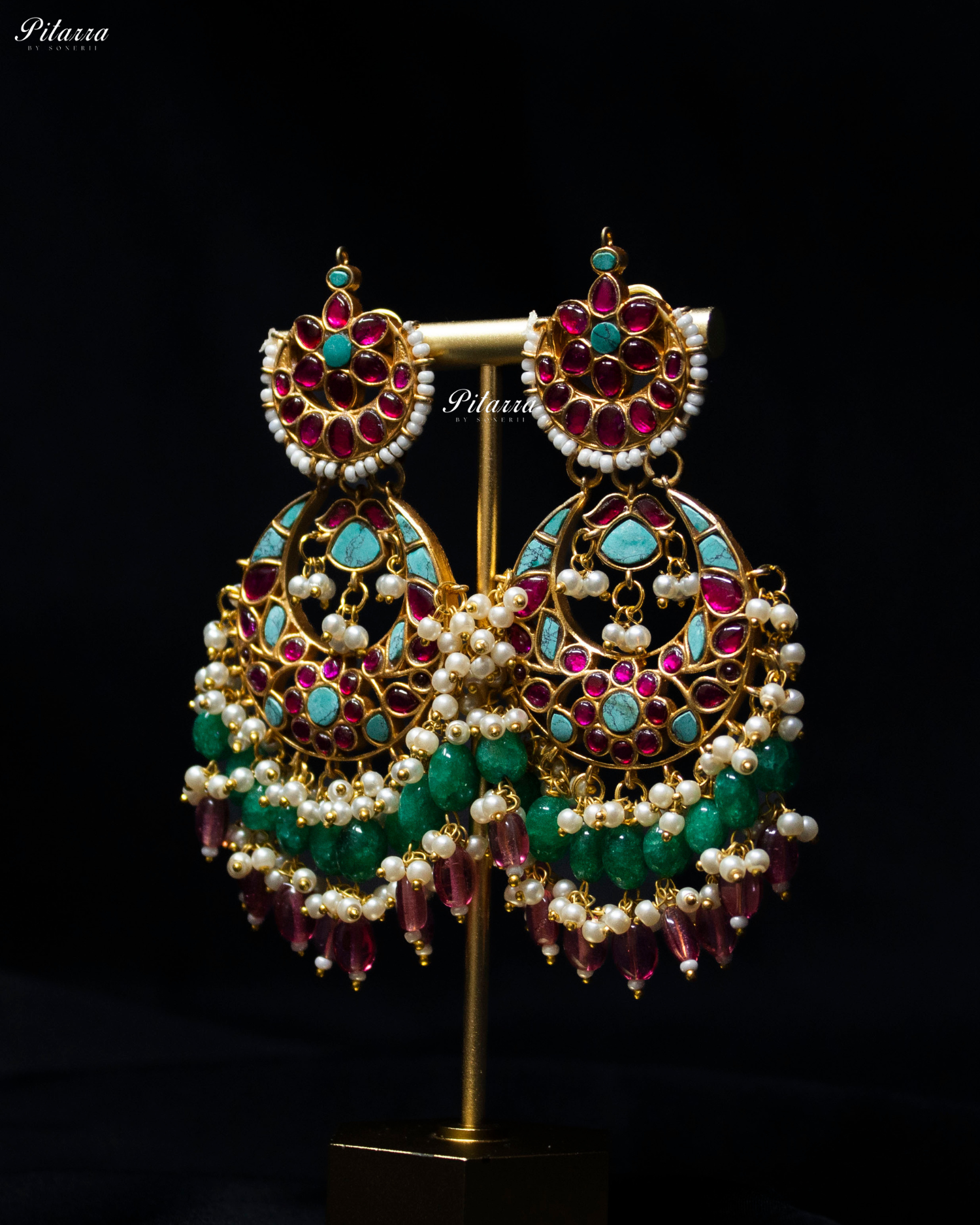 Turquoise Blue Crystals Exclusive Kundan Necklace Set