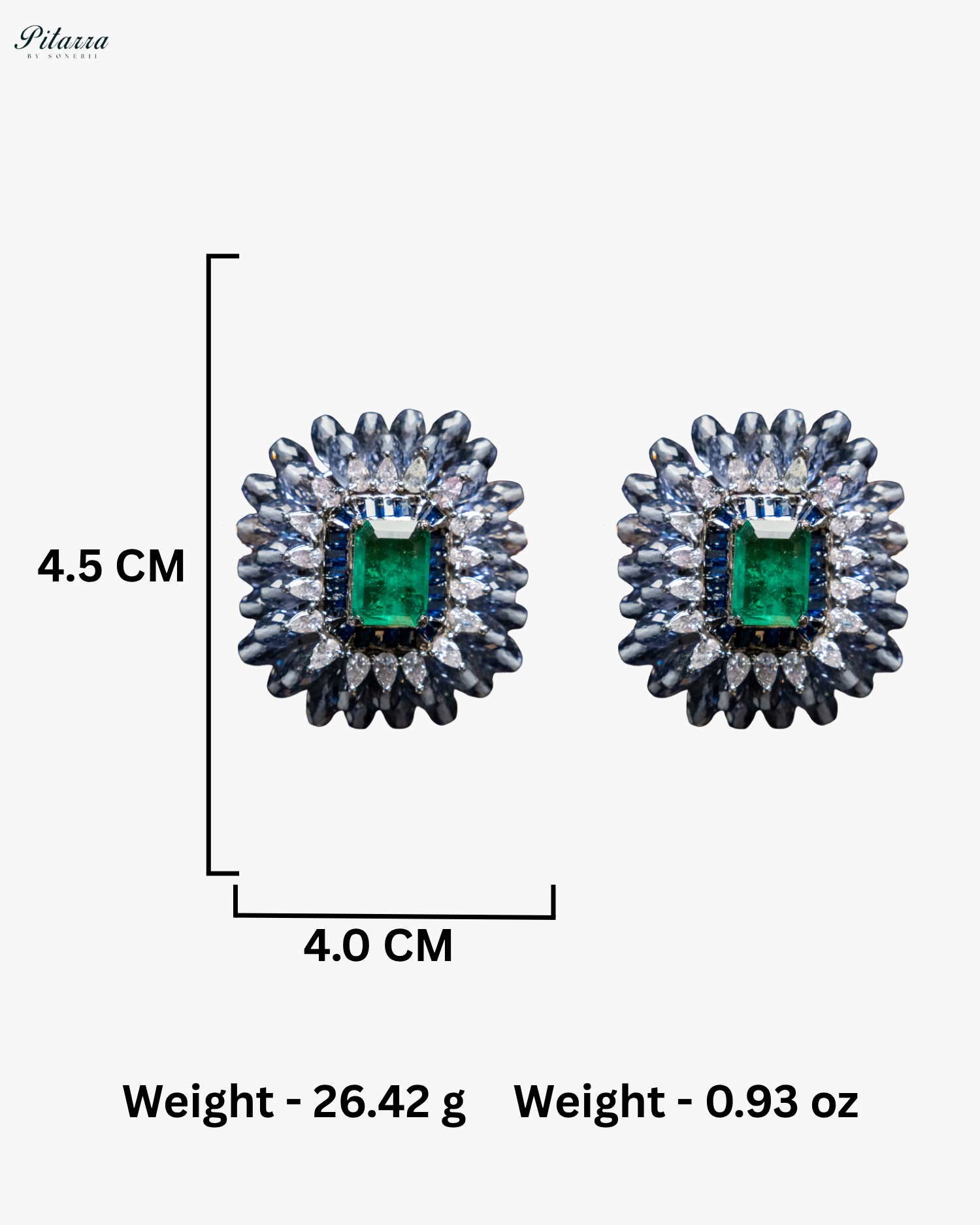 Golden Dual Butterfly Crystal Stud Earrings