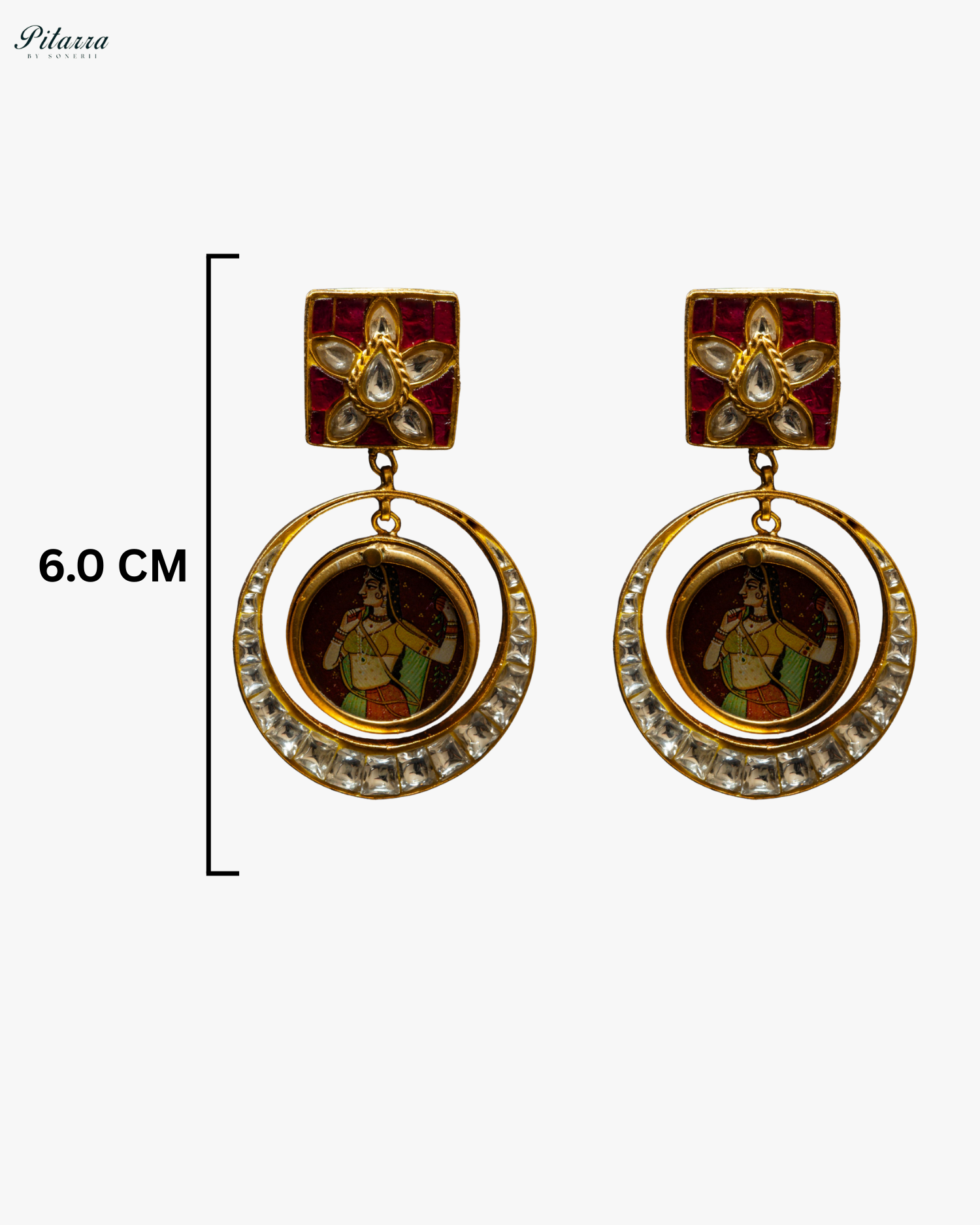 Red Rani Bold Style Kundan Earrings