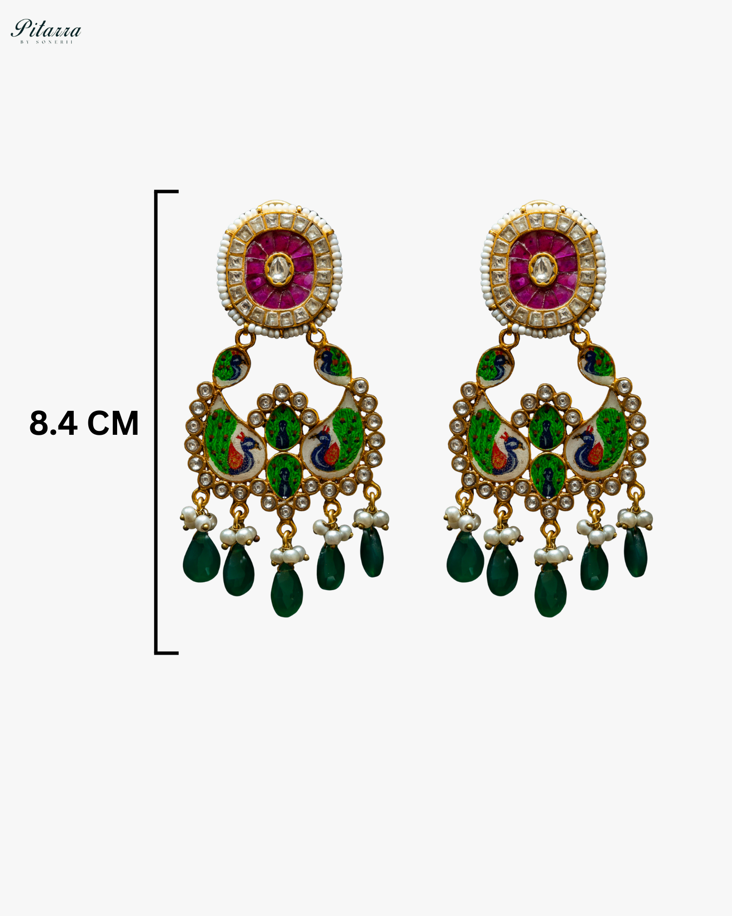 Green Meenakari Chandbaliyan Earrings