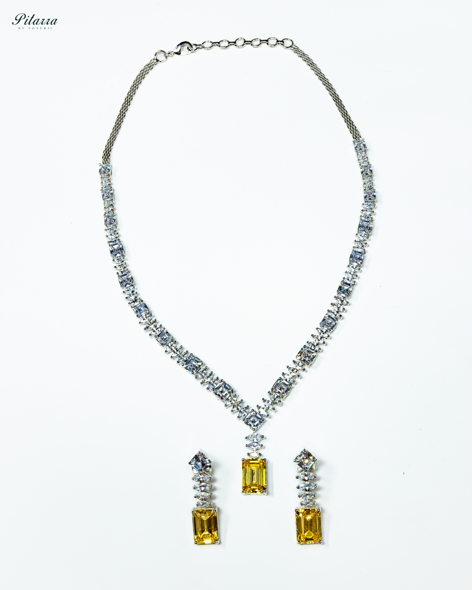 Yellow Stone Cubic Zirconia Pendant Set