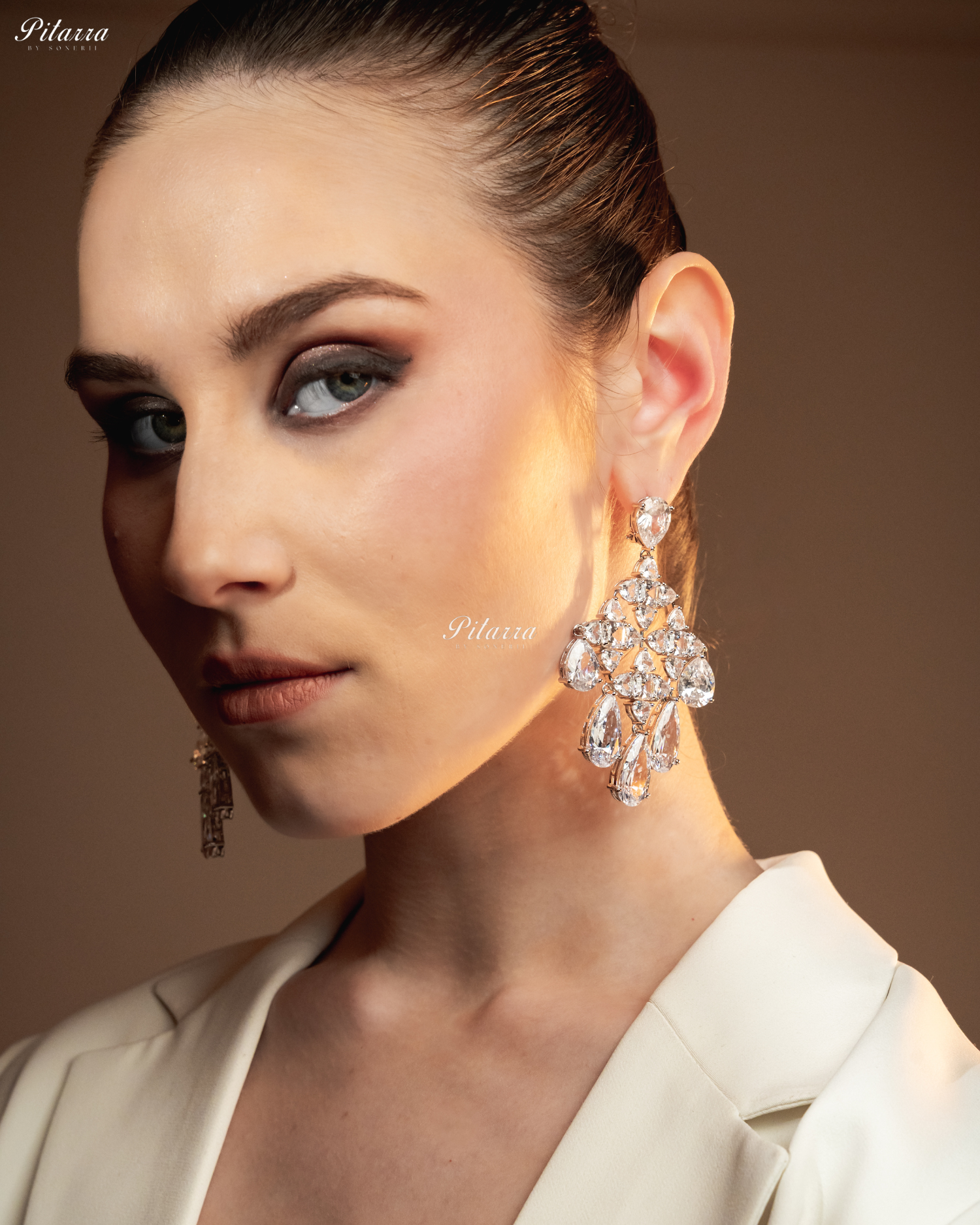 White Luxury Zircon Crystal Dangler Earrings