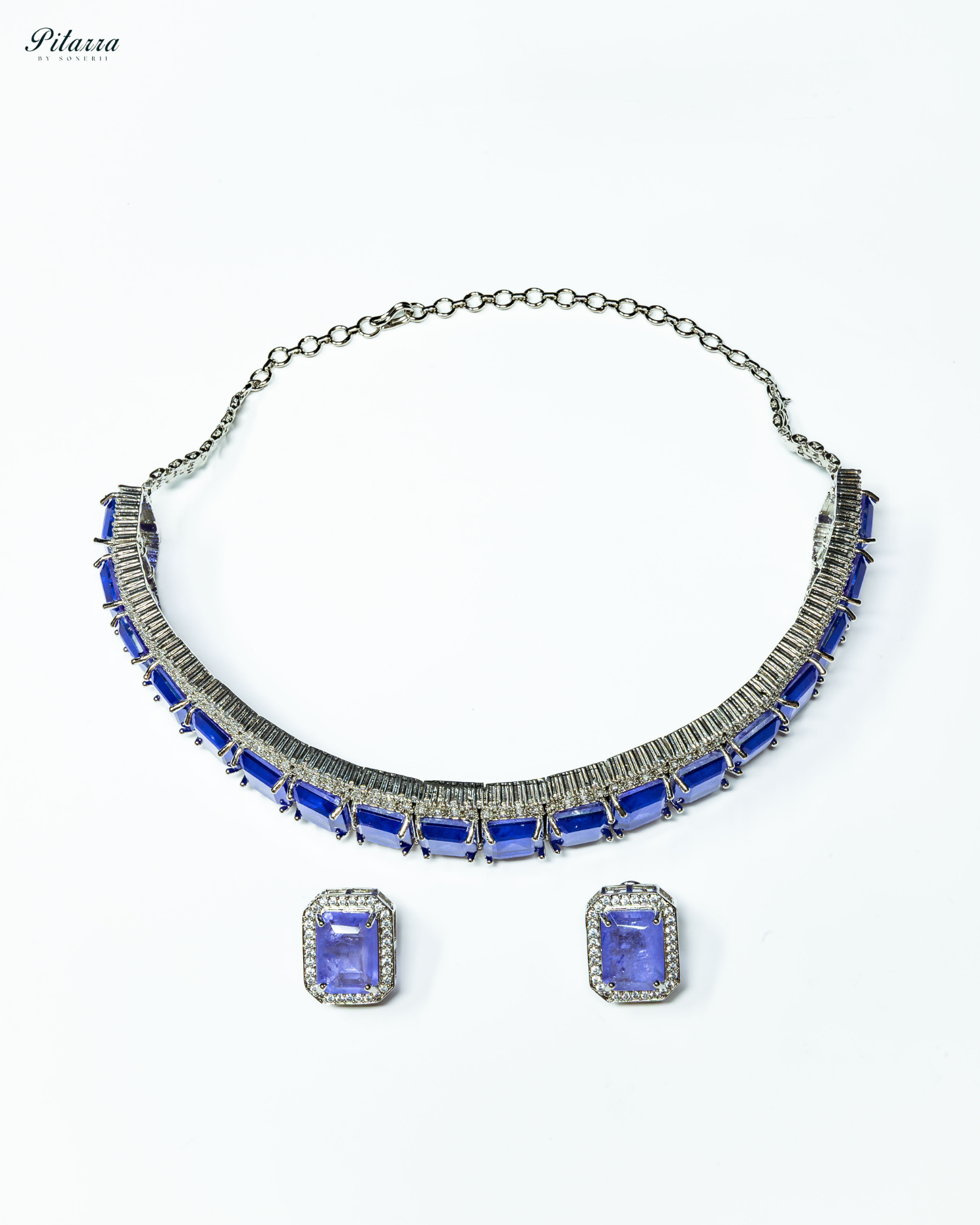 Premium Blue Stone Silver Doublet Choker