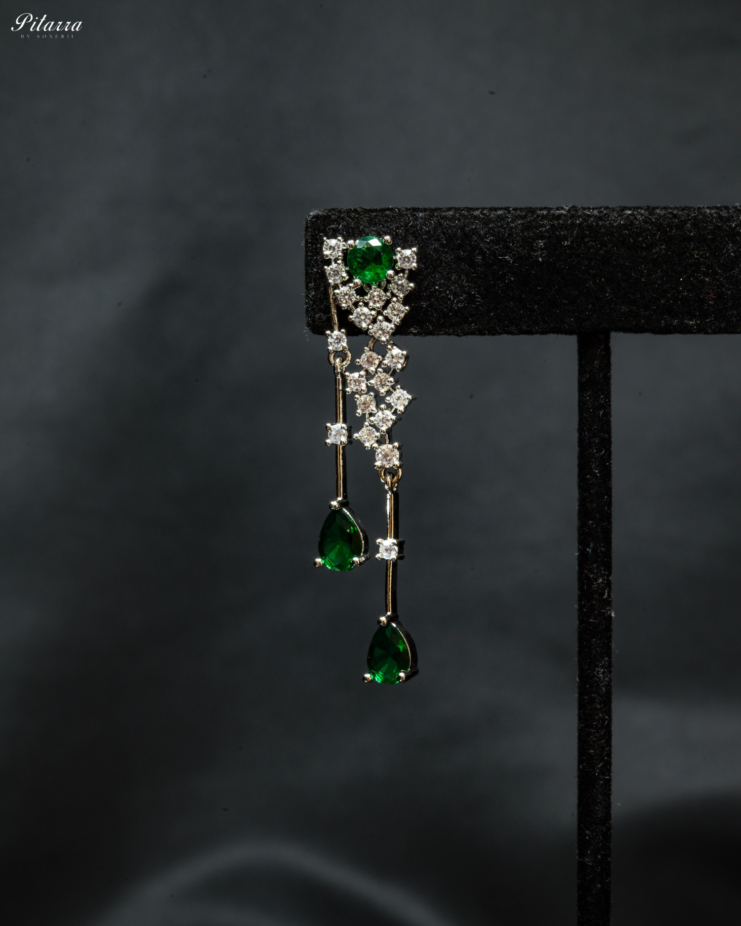 Green Drop Stone Cubic Zircon Dangle Earrings
