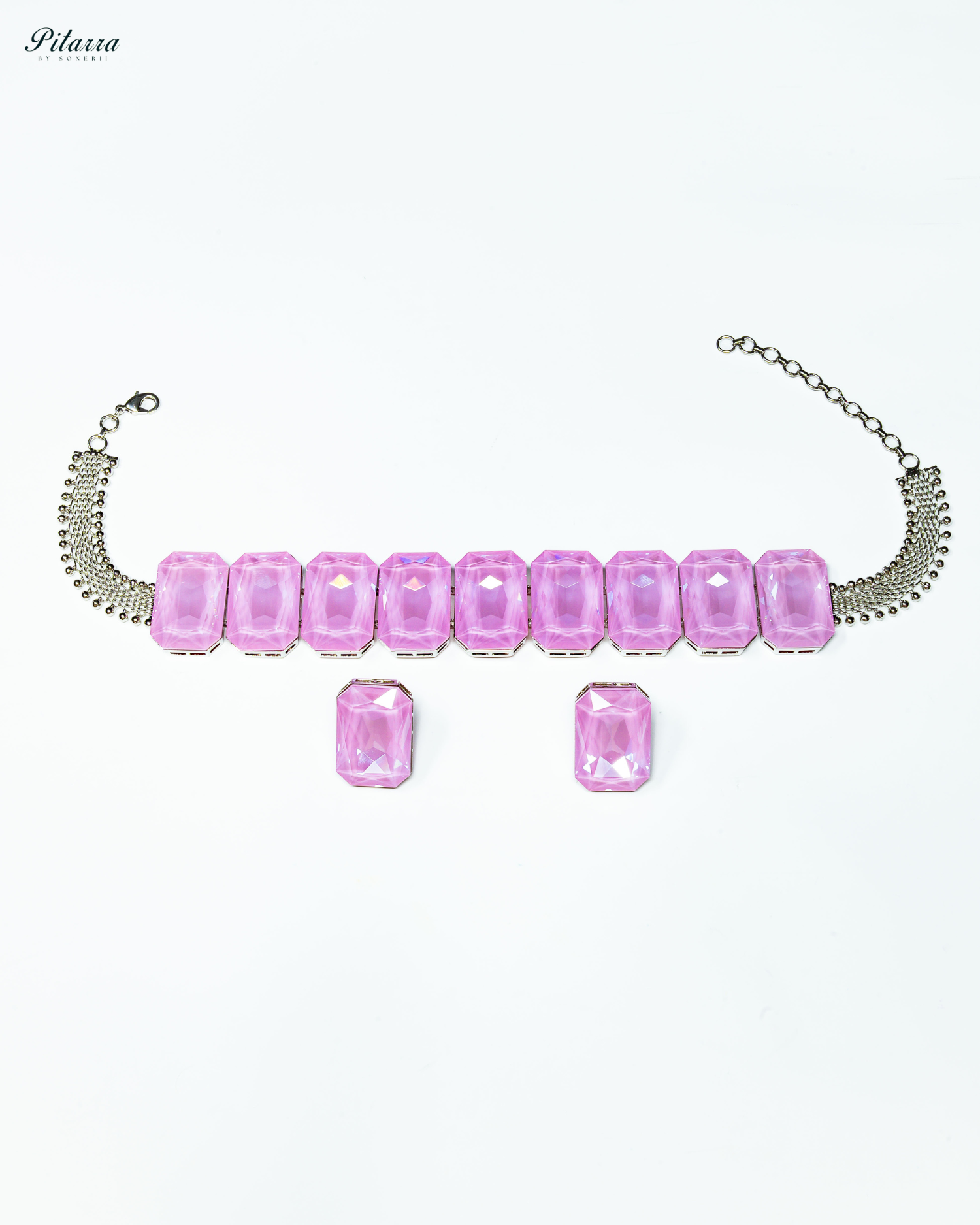 Elite Mauve Stone Crystal Choker Set