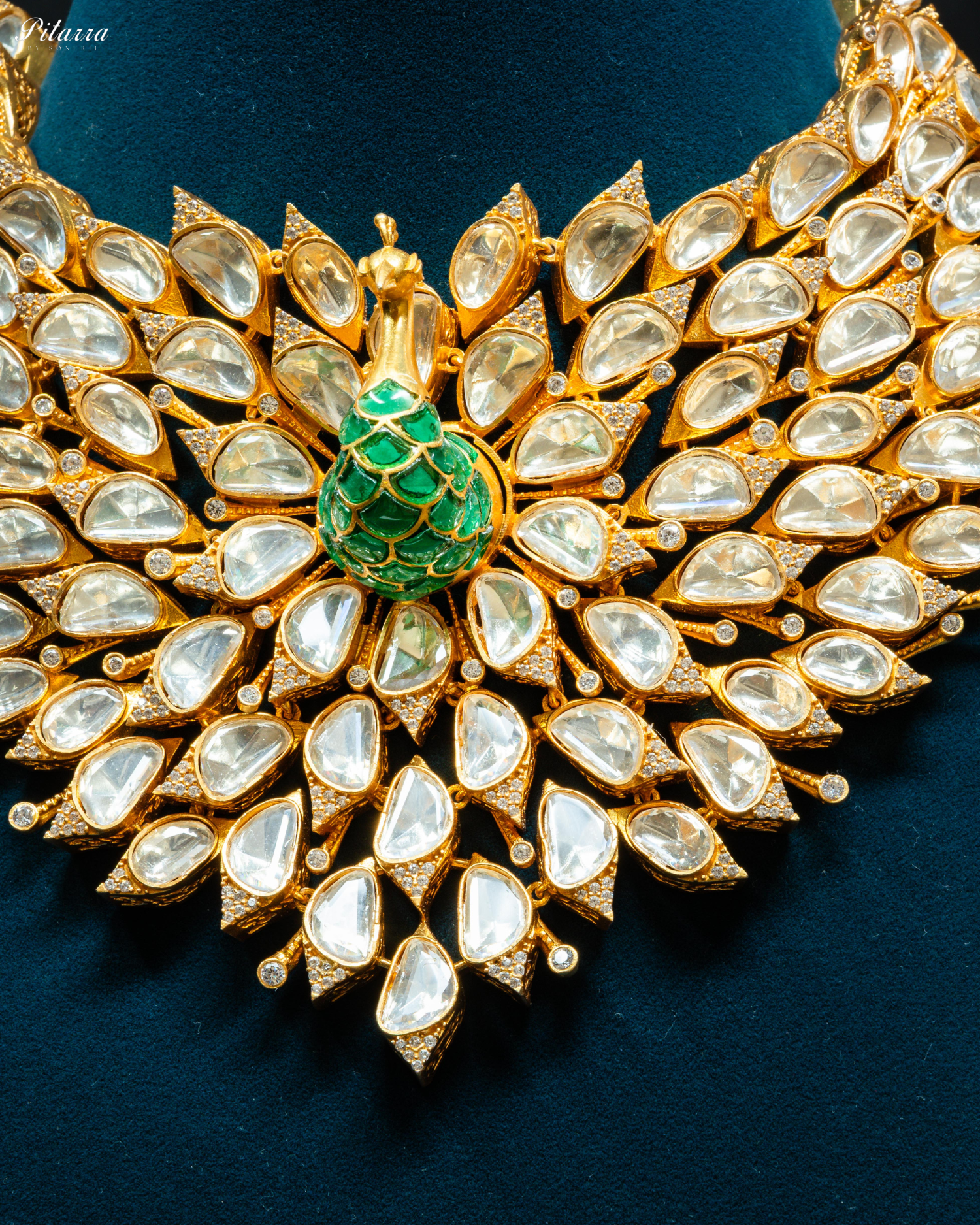 Green Stone Golden Rani Traditional Kundan Necklace