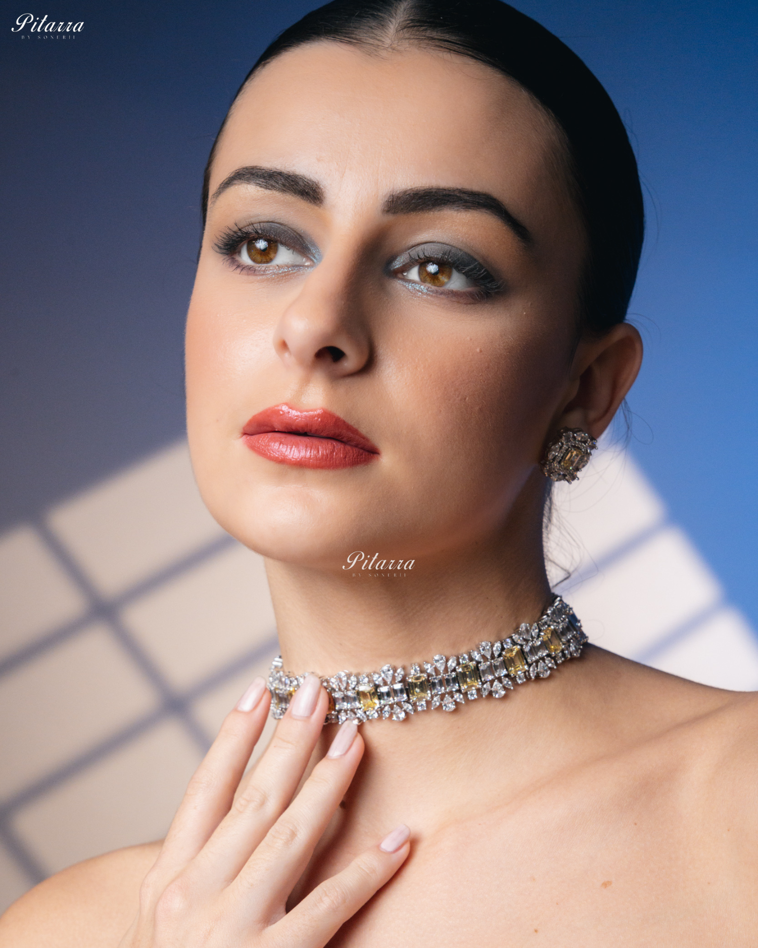 Yellow Stone Silver Plated CZ Necklace Set