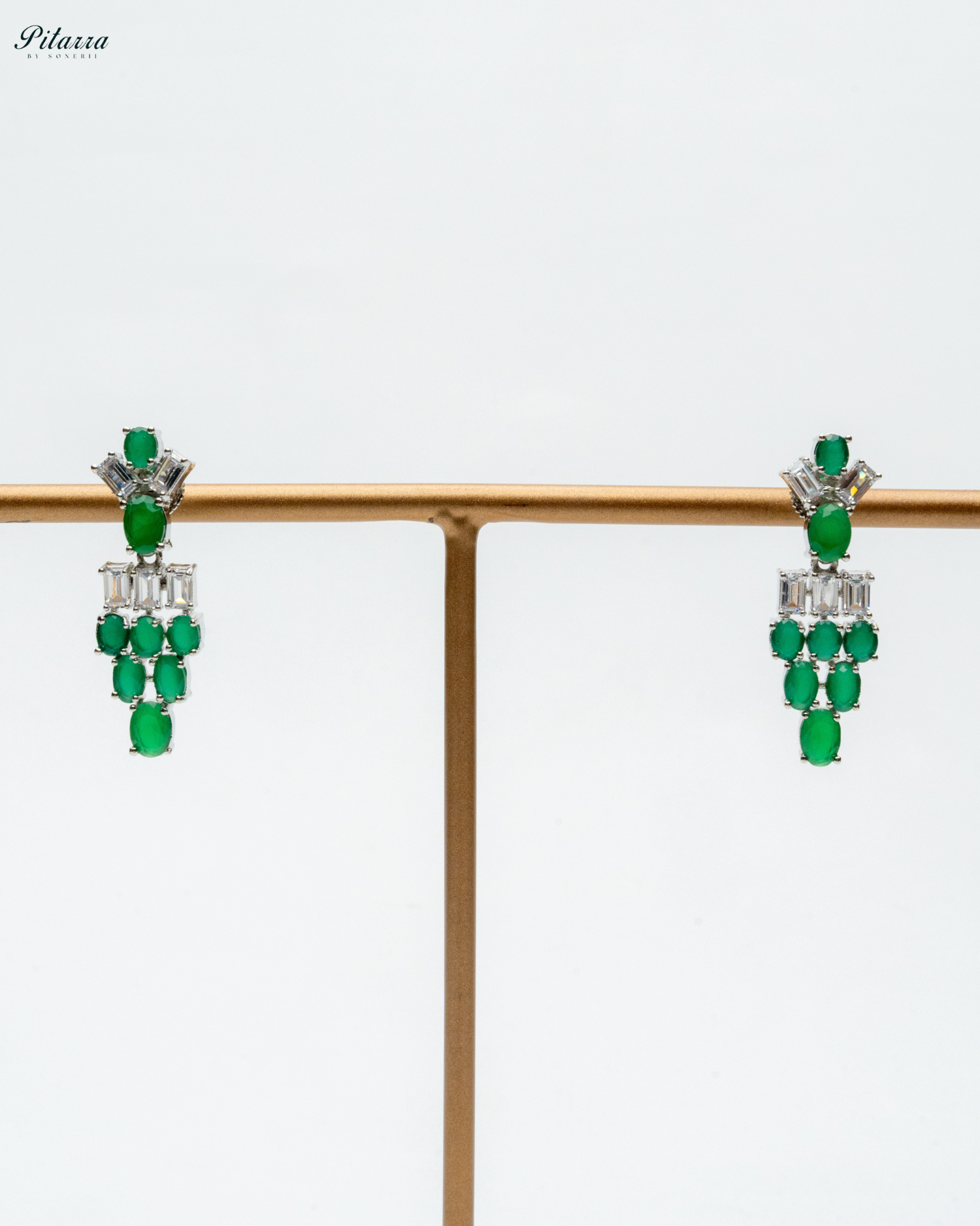 Emerald Green Silver CZ Necklace Set