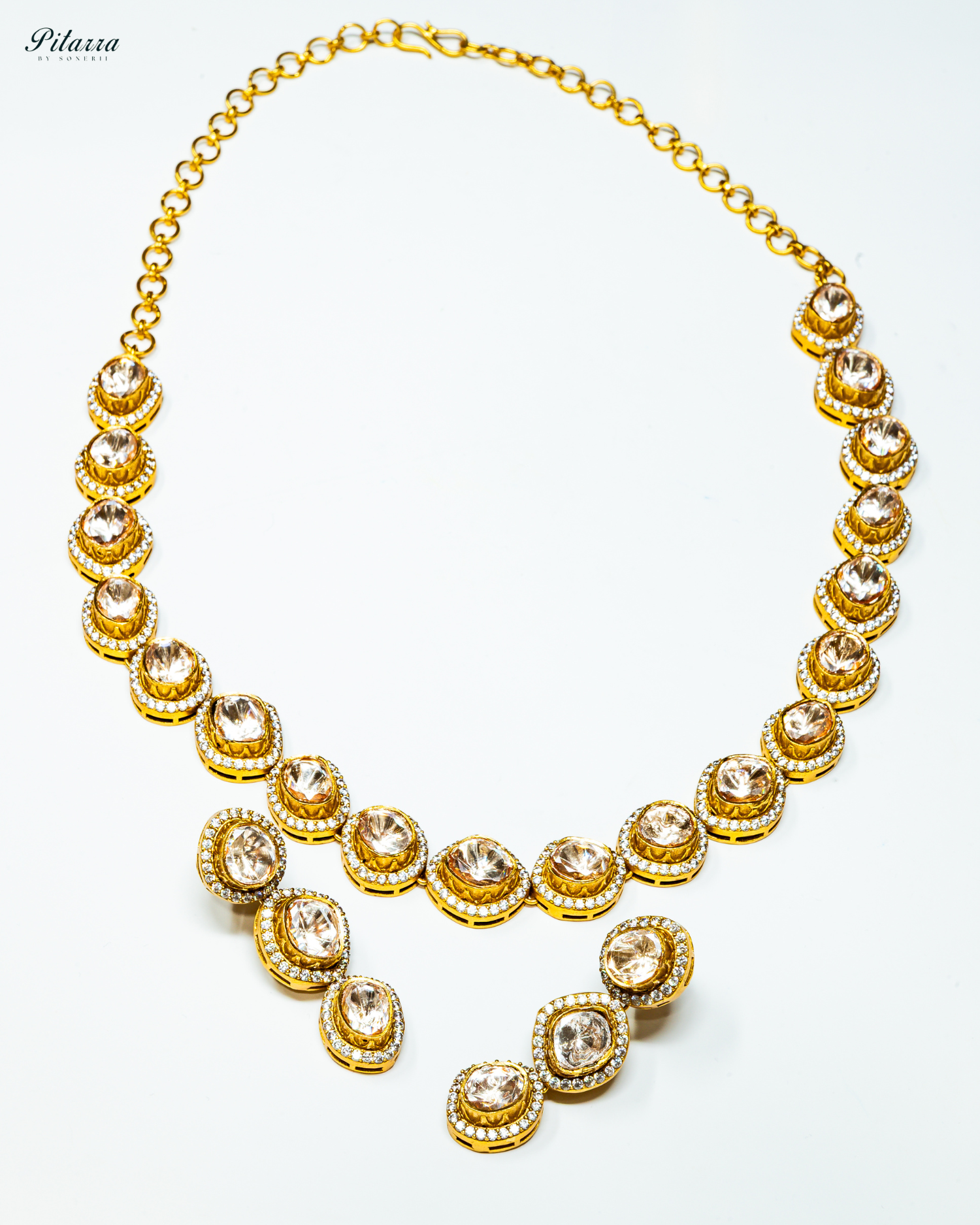 Gold Plated White Stone Kundan Choker Set