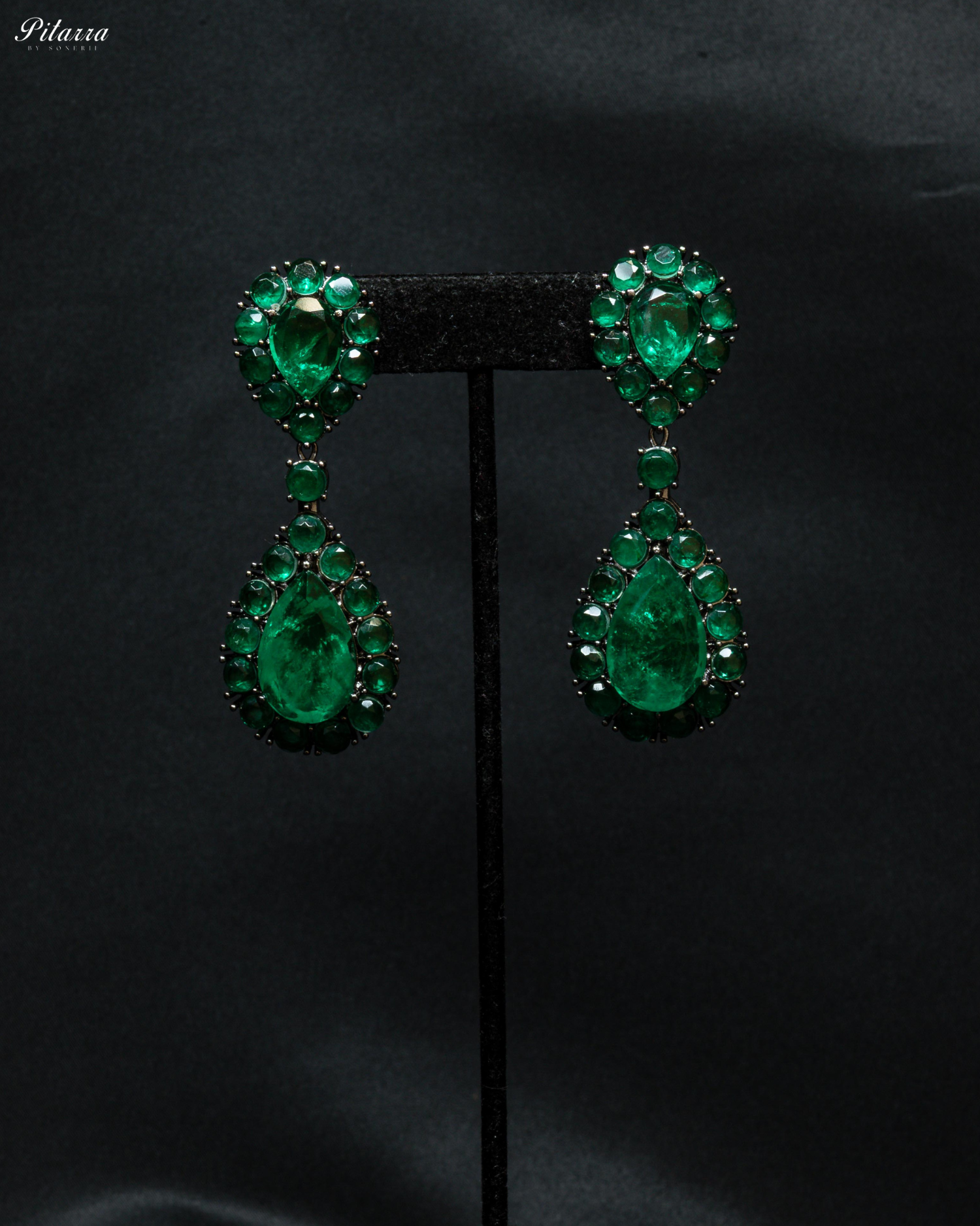 Emerald Drop Doublet CZ Crytsal Dangle Earrings