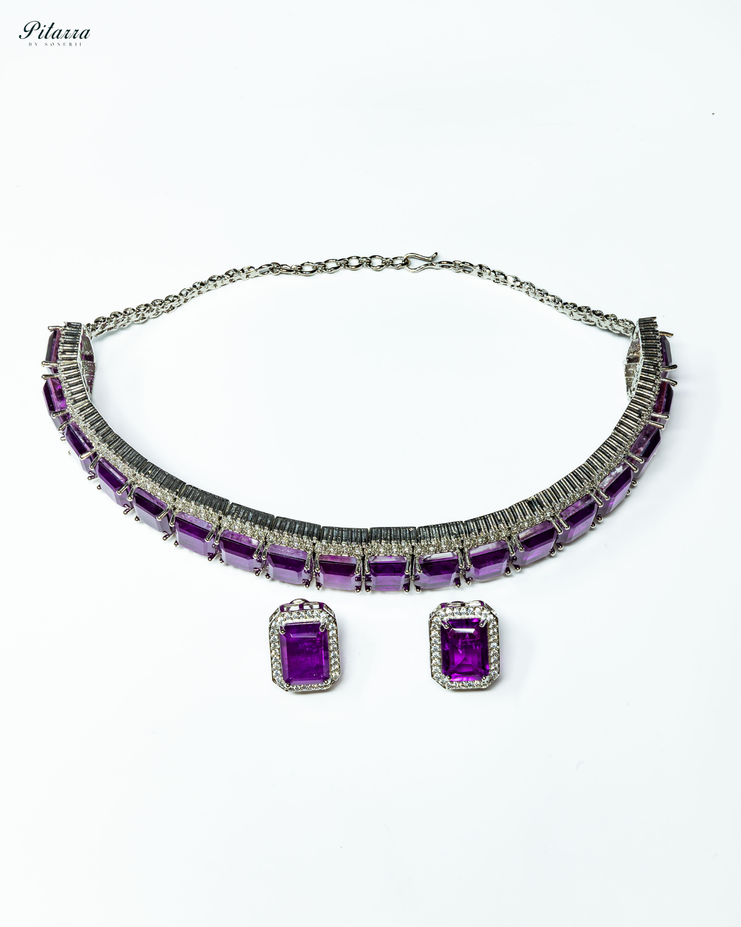 Premium Purple Stone Silver Doublet Choker