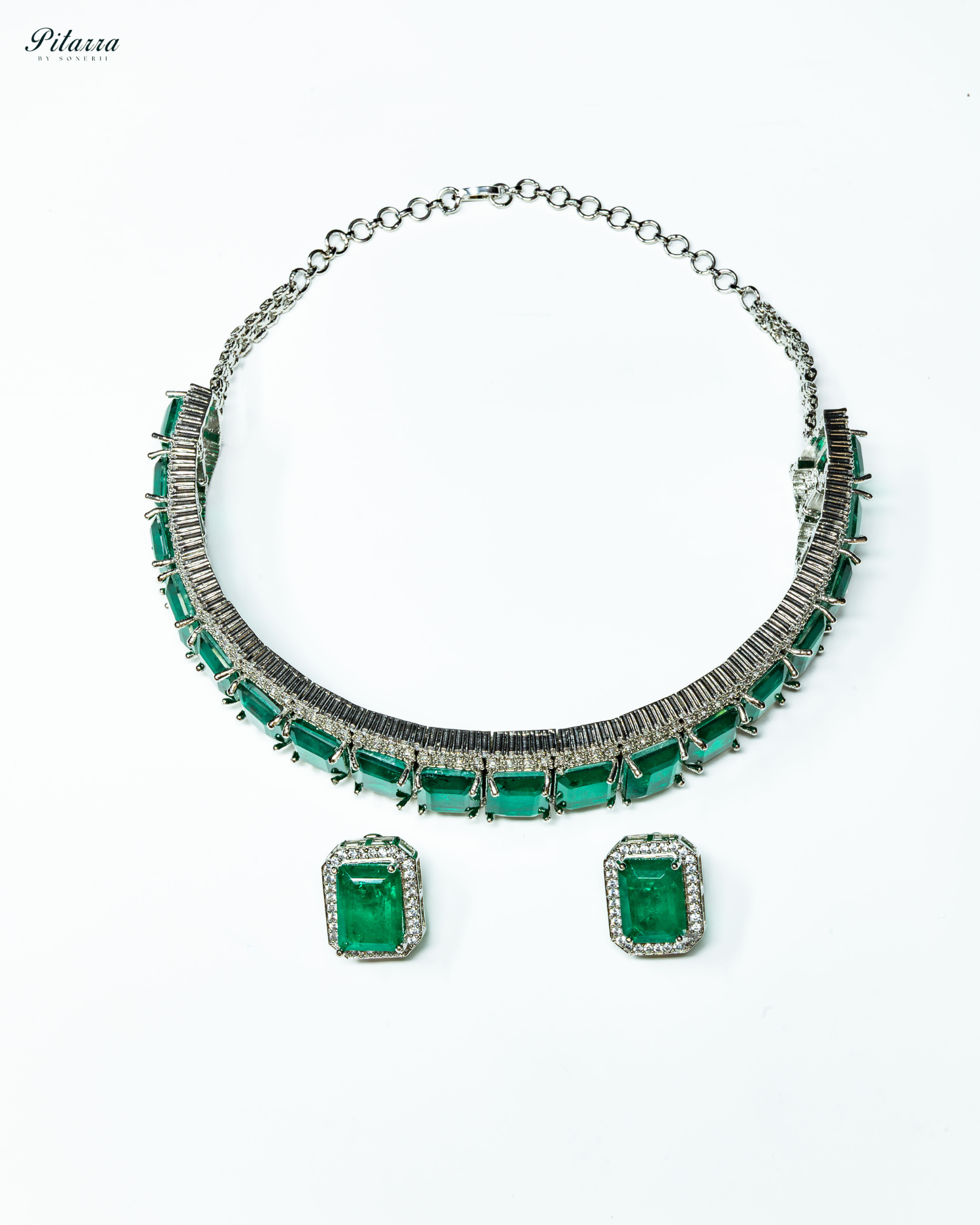 Premium Green Stone Silver Doublet Choker