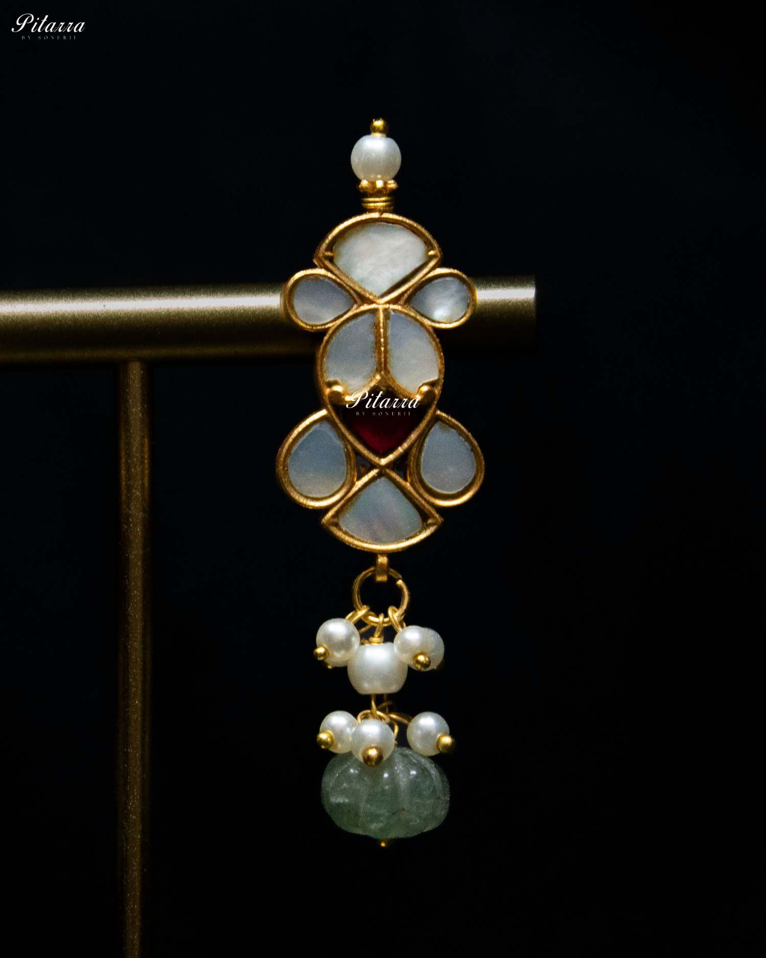 Green Beads Pink Line Traditional Kundan Choker Set