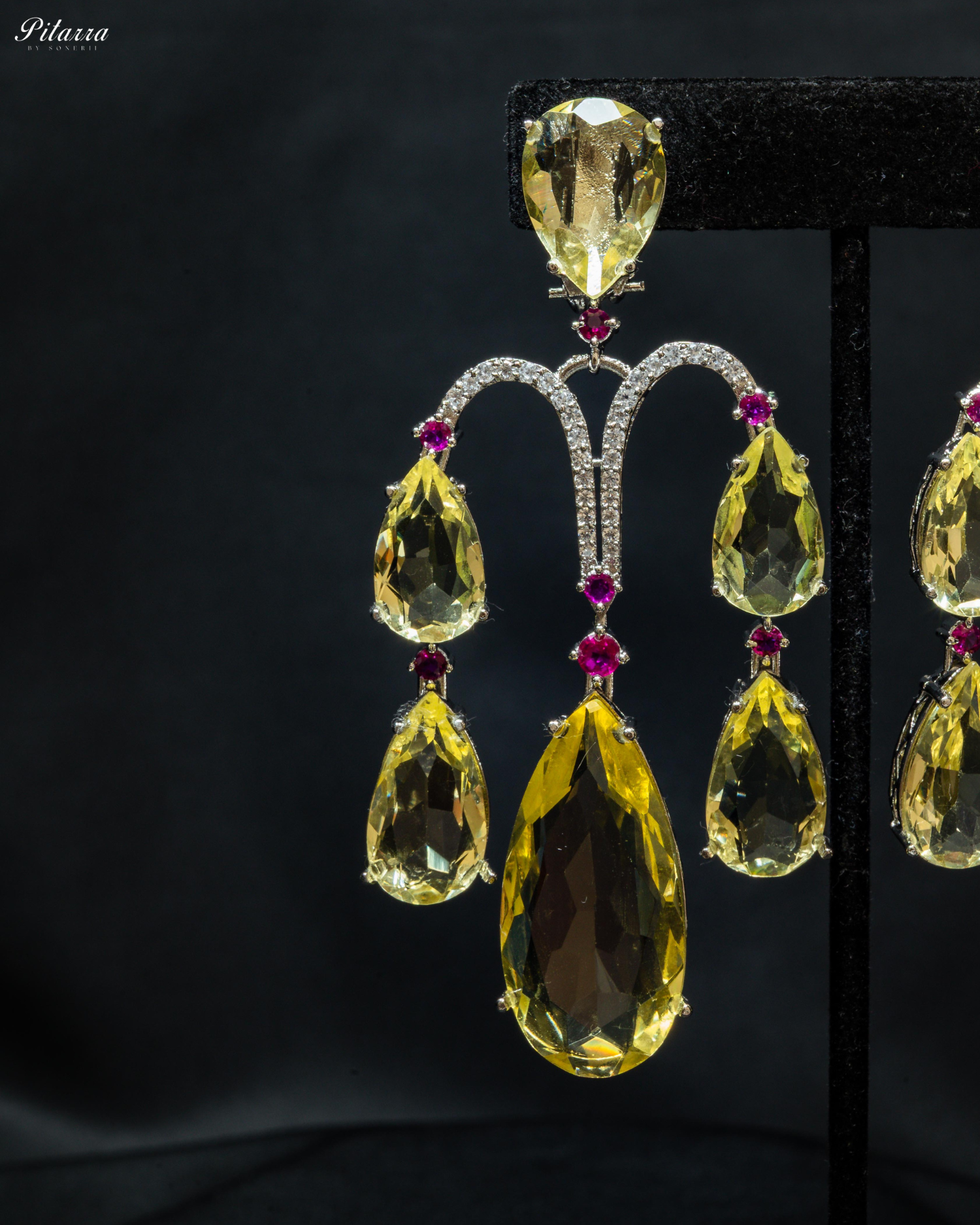Premium Yellow Doublet Stone Dangler Earrings