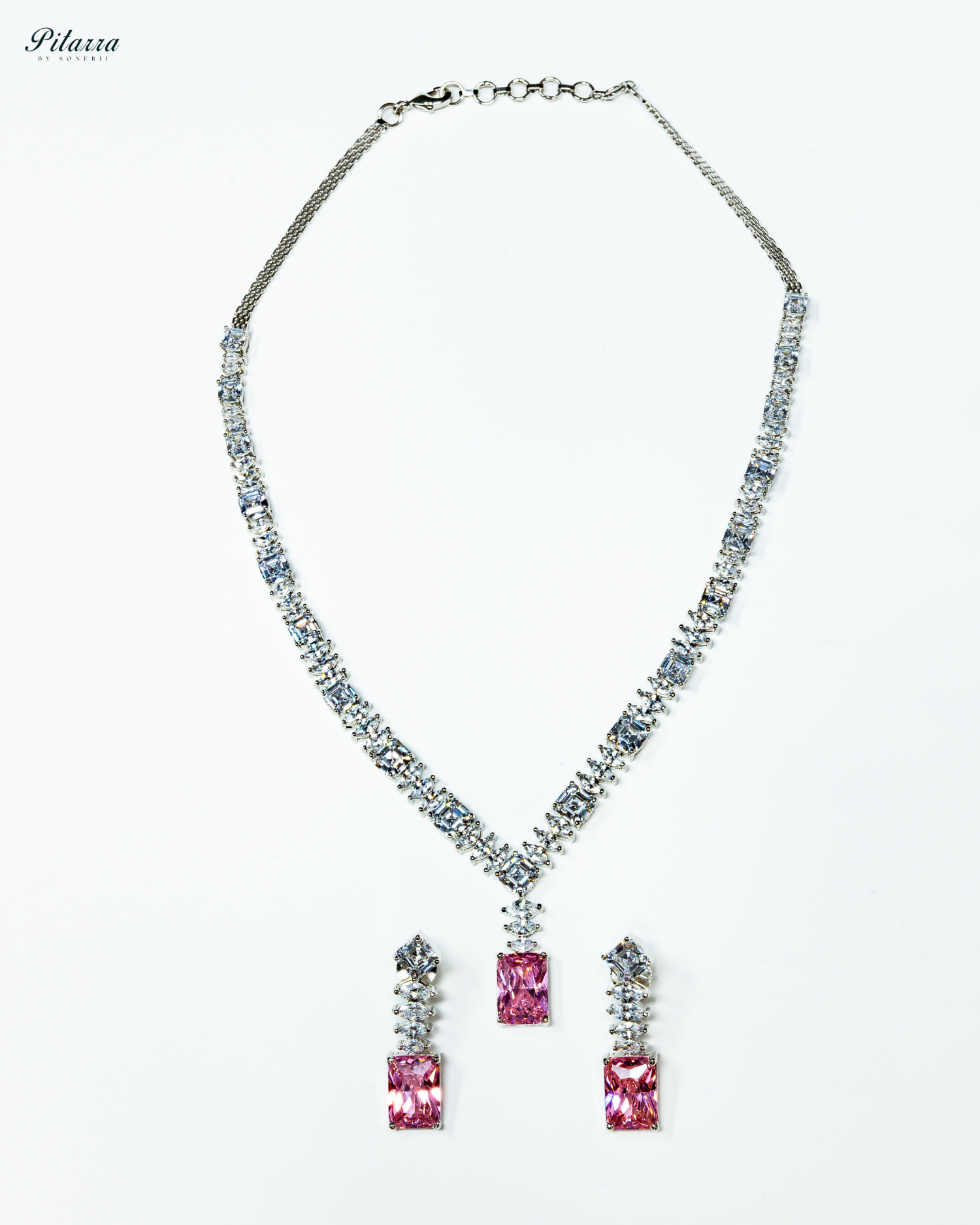 Pink Stone Cubic Zirconia Pendant Set